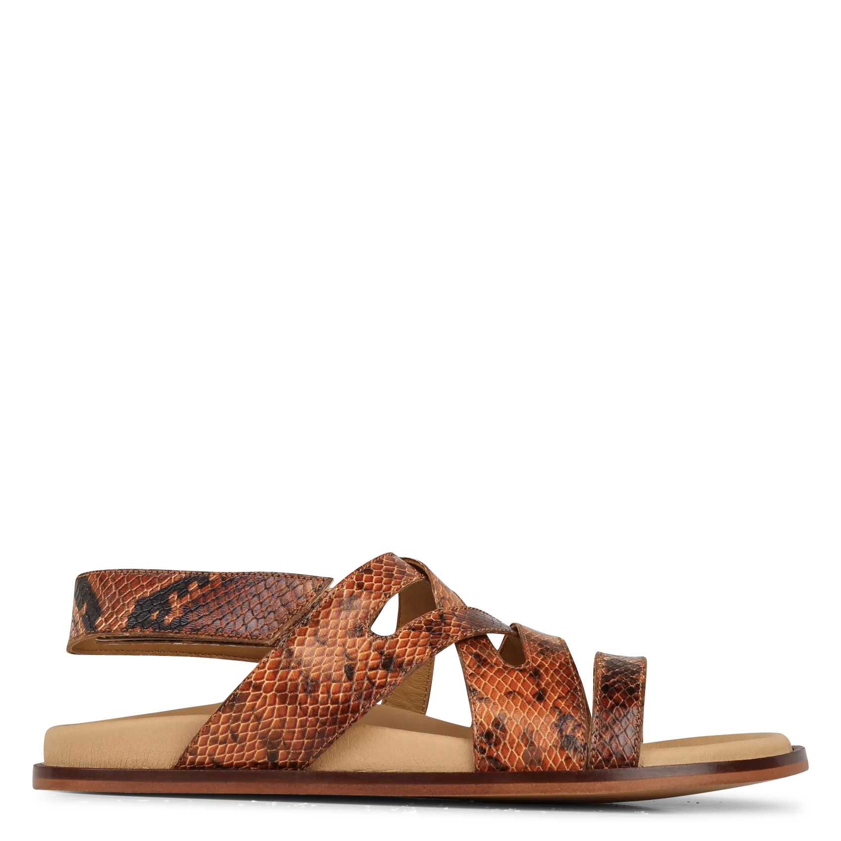 Sandales plates en cuir imprimé Multicolore MILA