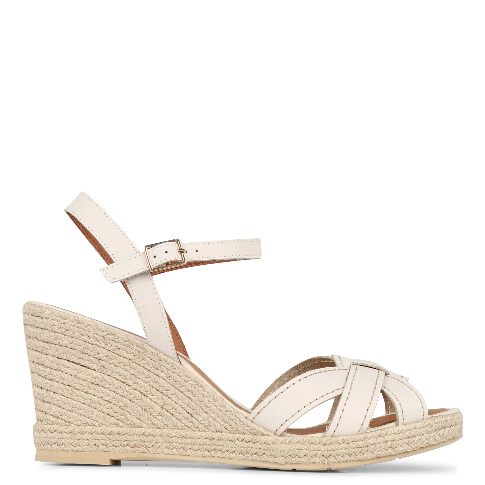 Espadrilles compensées en cuir Blanc ELDA