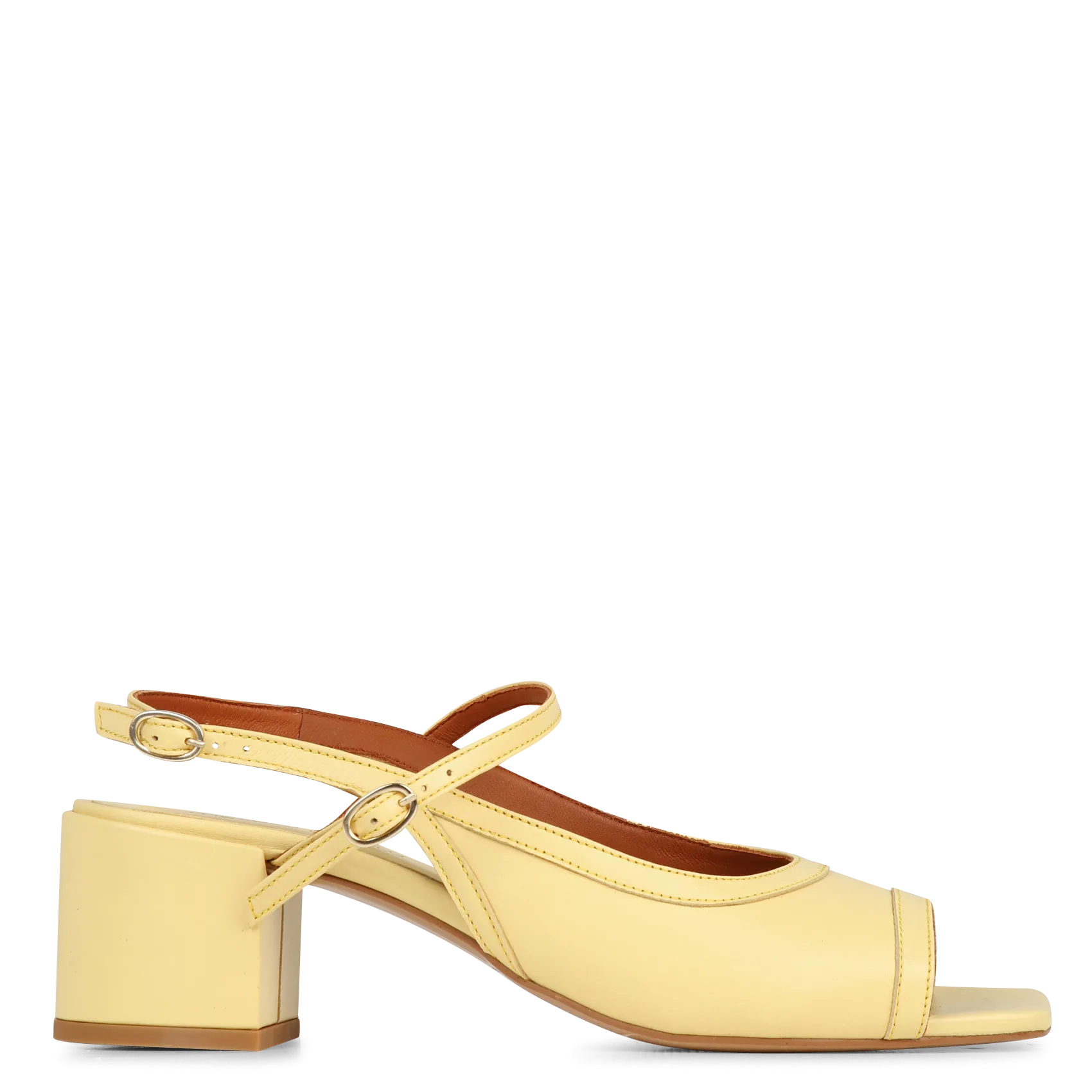 Sandales à talon en cuir Jaune LAMYA