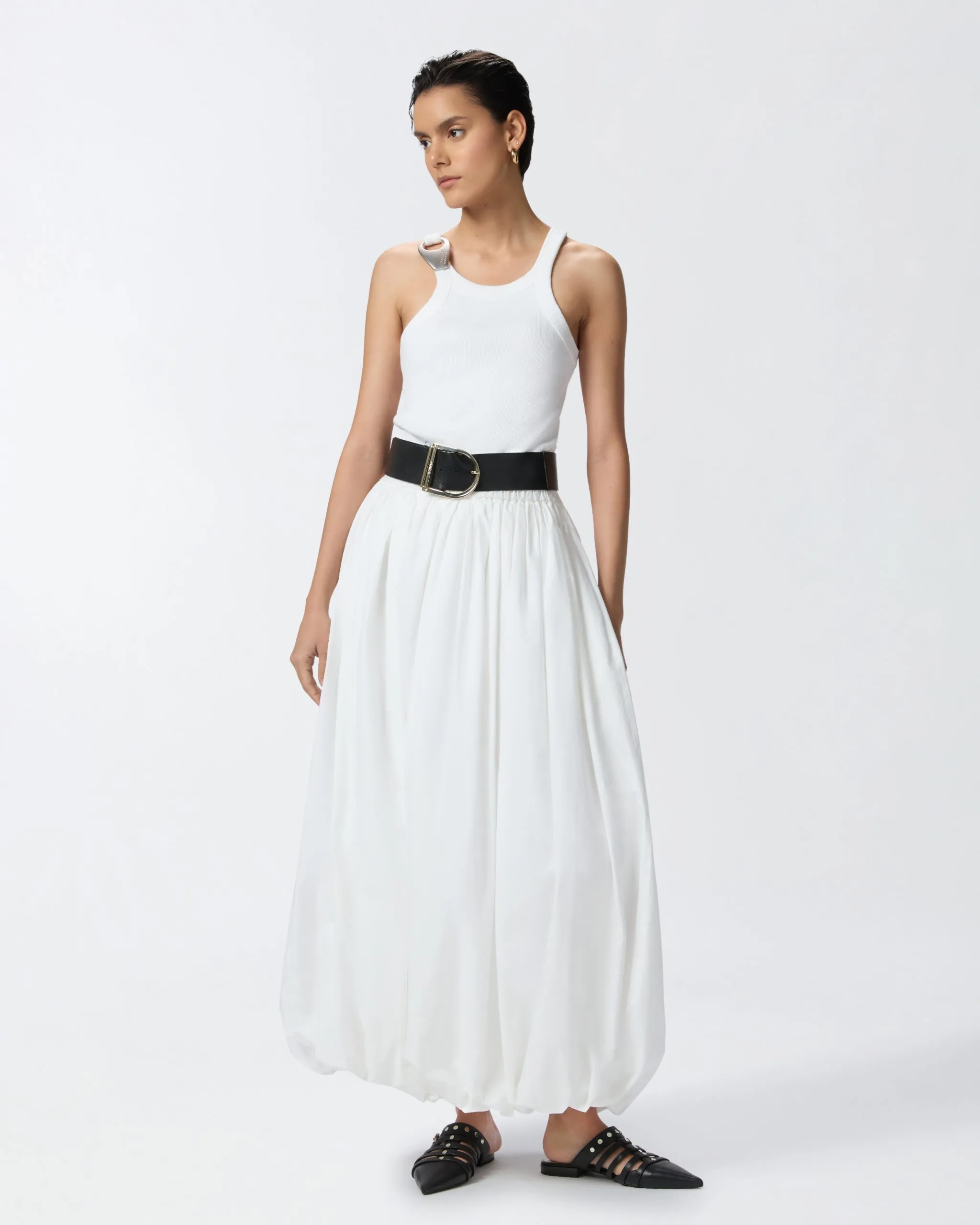 Jupe maxi à la silhouette ballon Blanc