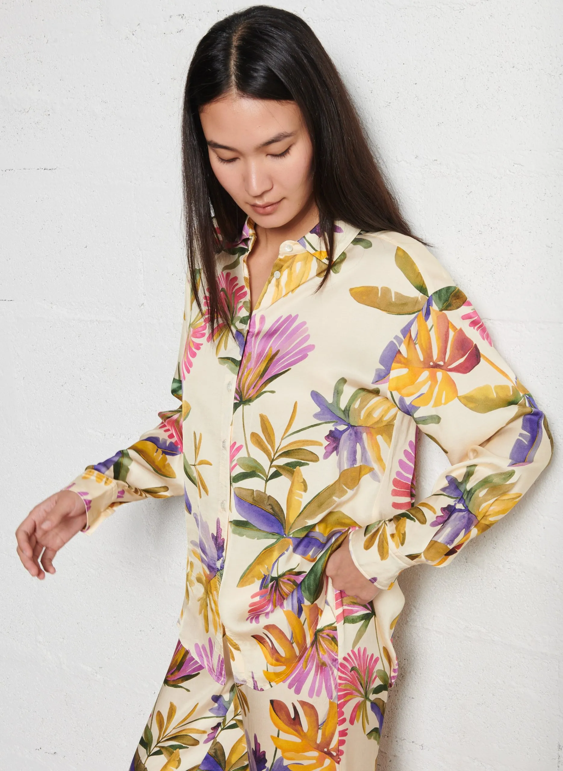 Chemise fluide imprimée Beige CHARLOT