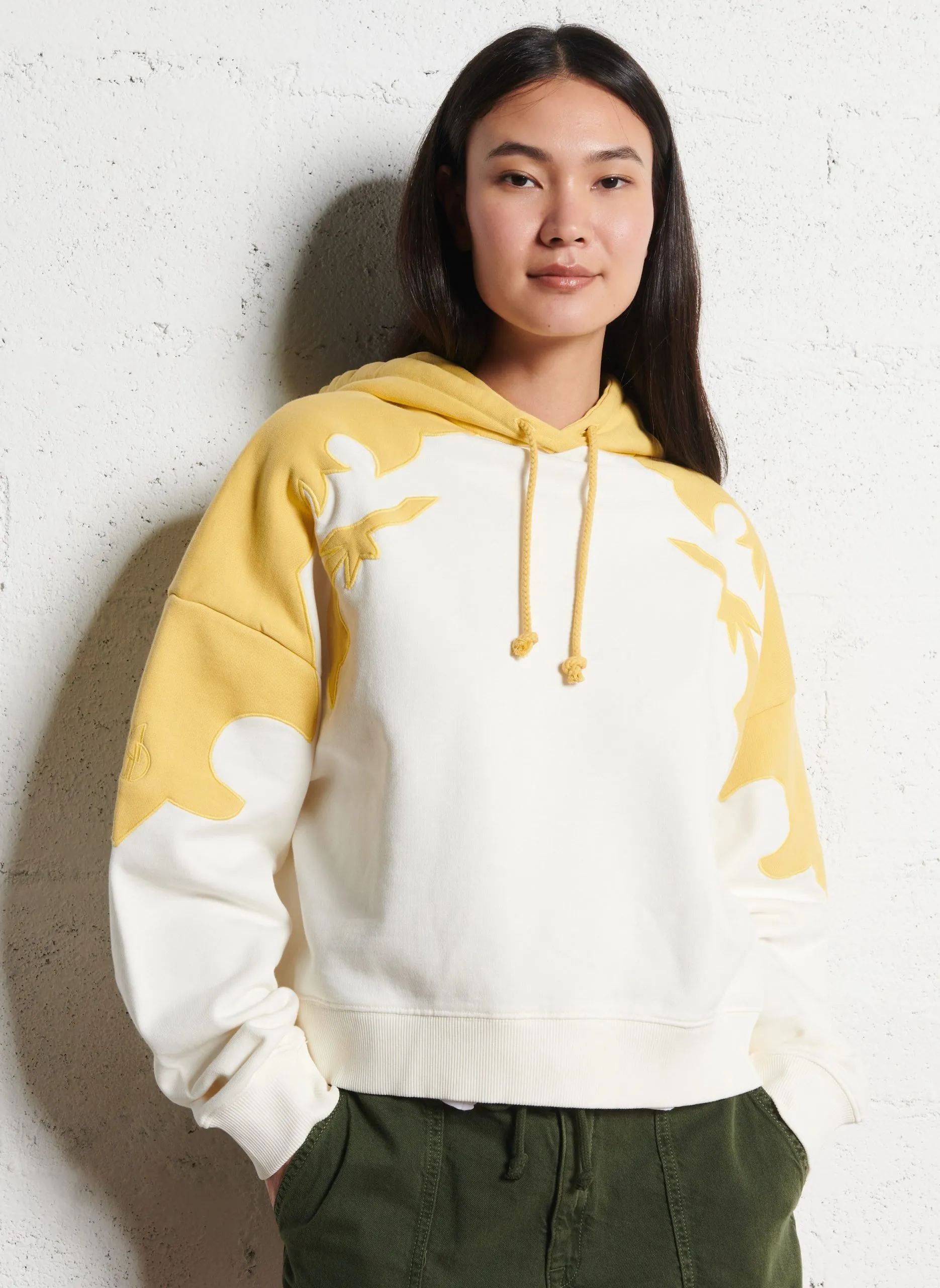 Sweat à capuche en coton Jaune OLIVIA