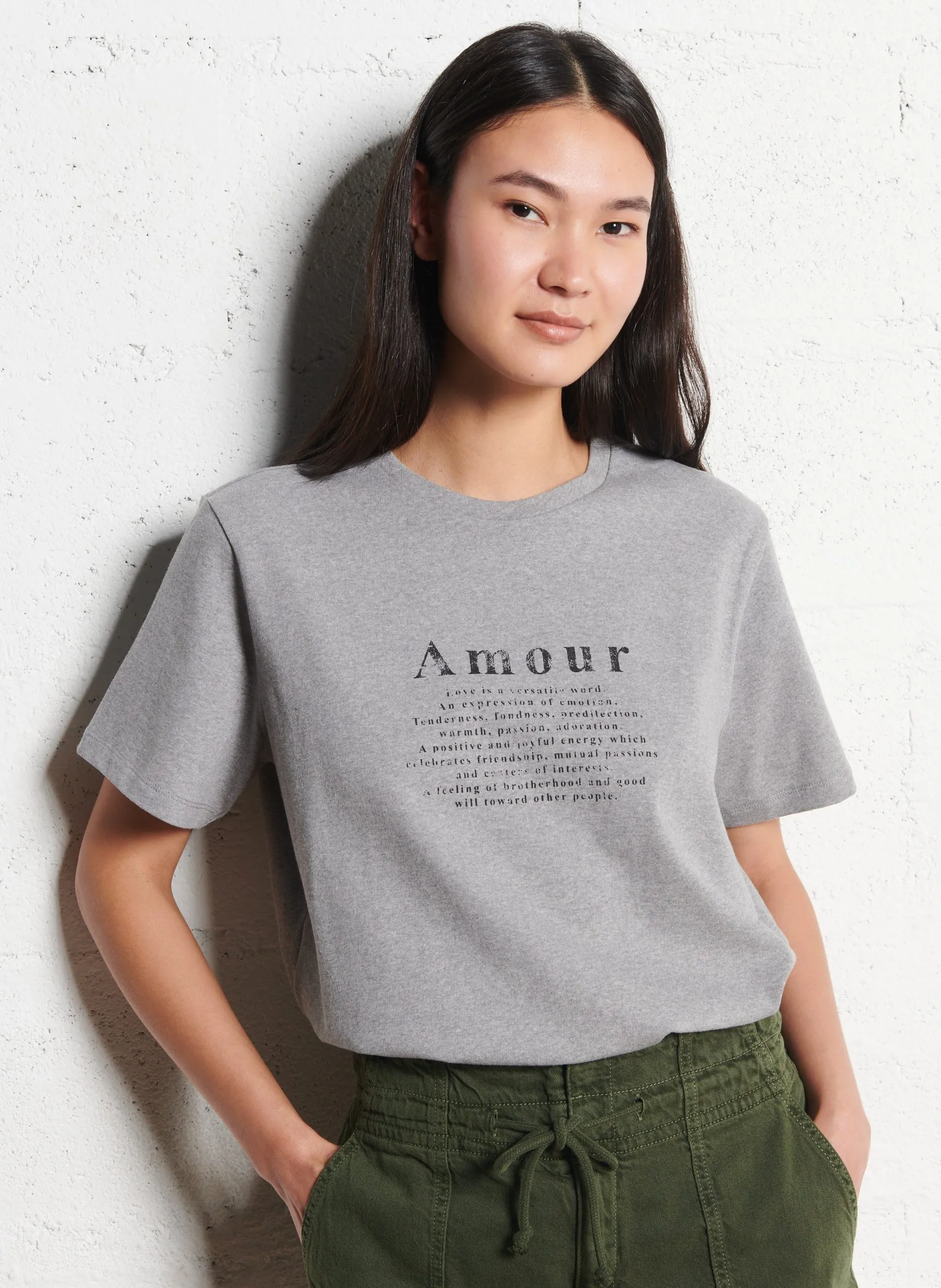 Tee-shirt droit sérigraphié Gris