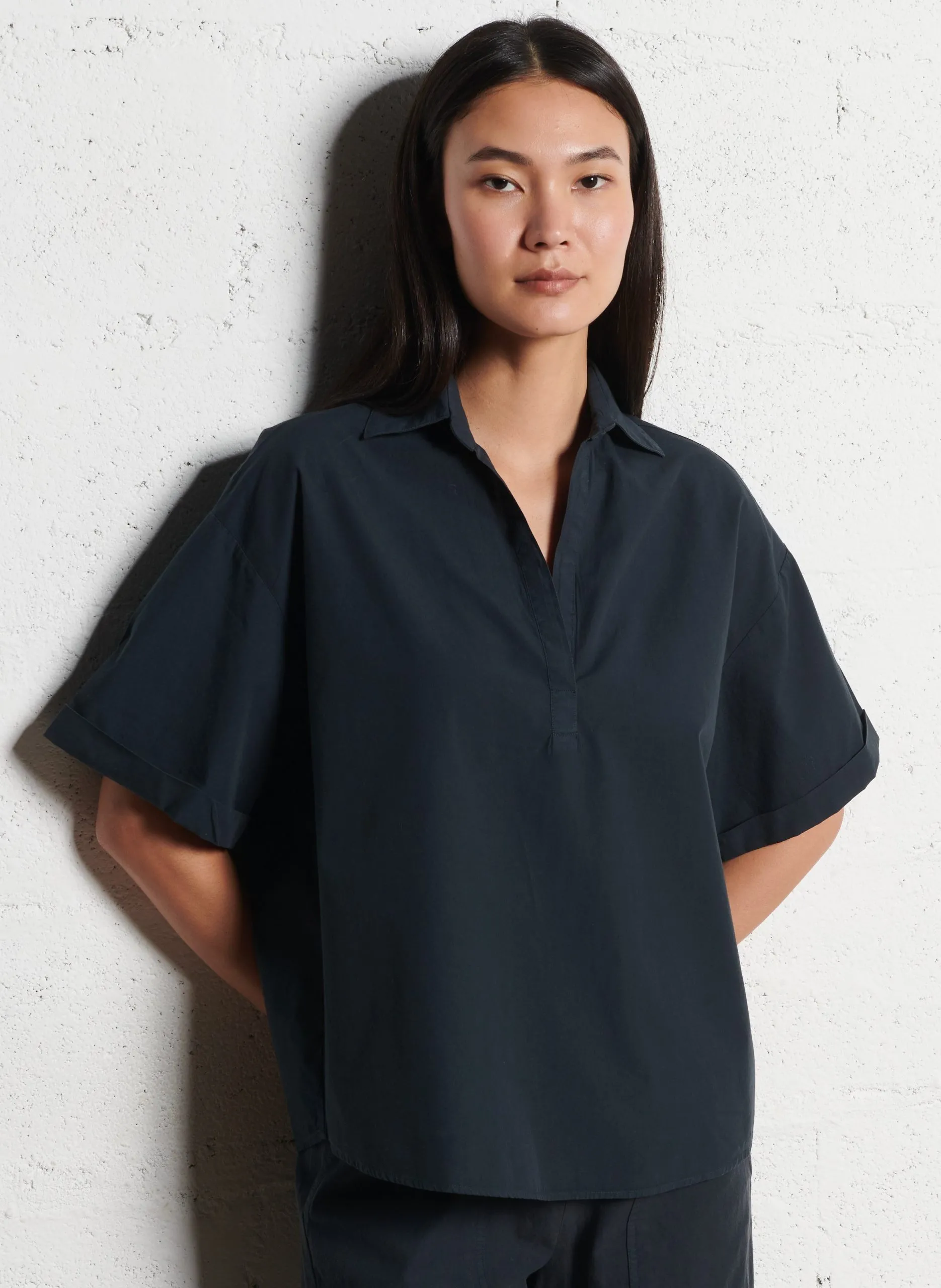 Chemise ample manches courtes Bleu TIFANA