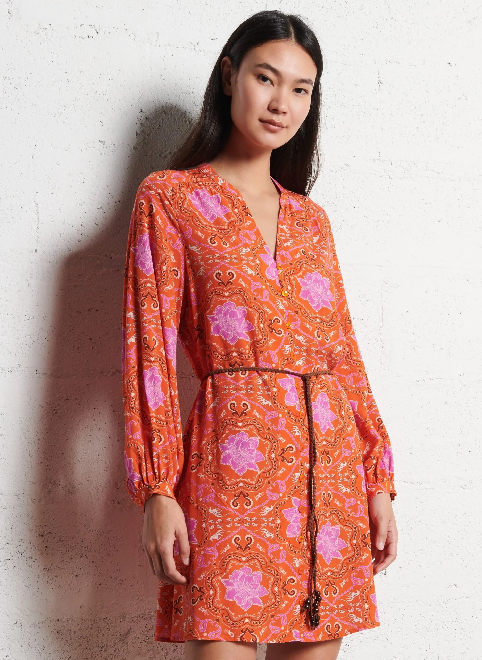 Robe courte imprimée Orange RUY