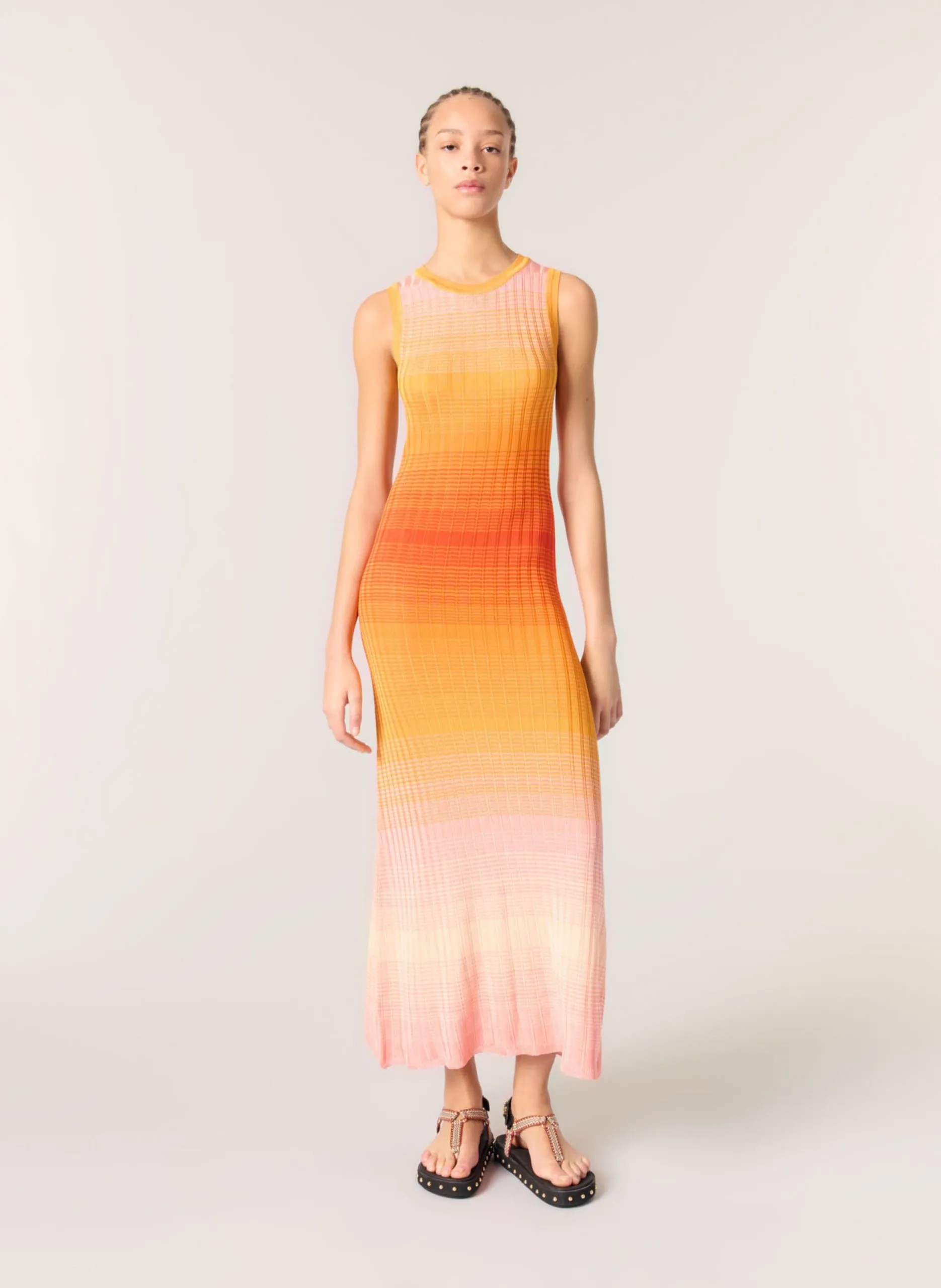 Robe longue sans manches dégradée Orange