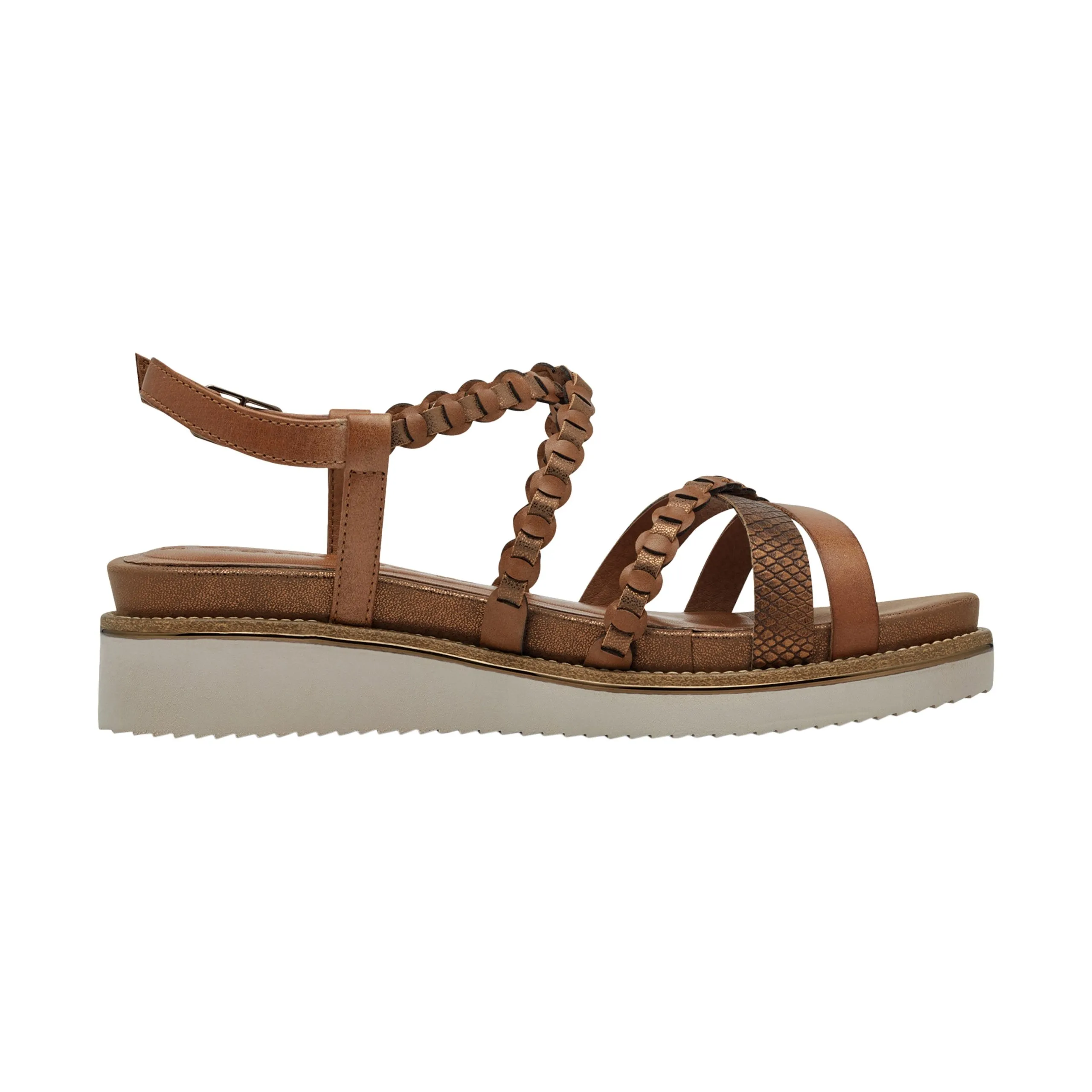 Sandale plate cuir Marron