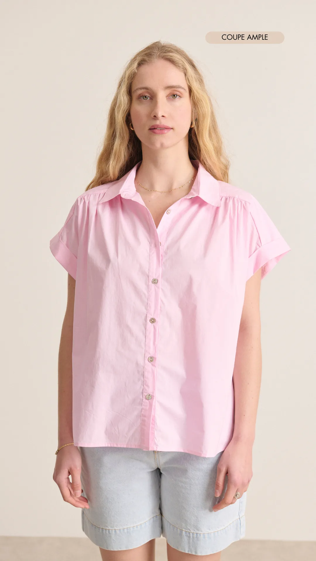 Chemise manches courtes Rose LEVAIN