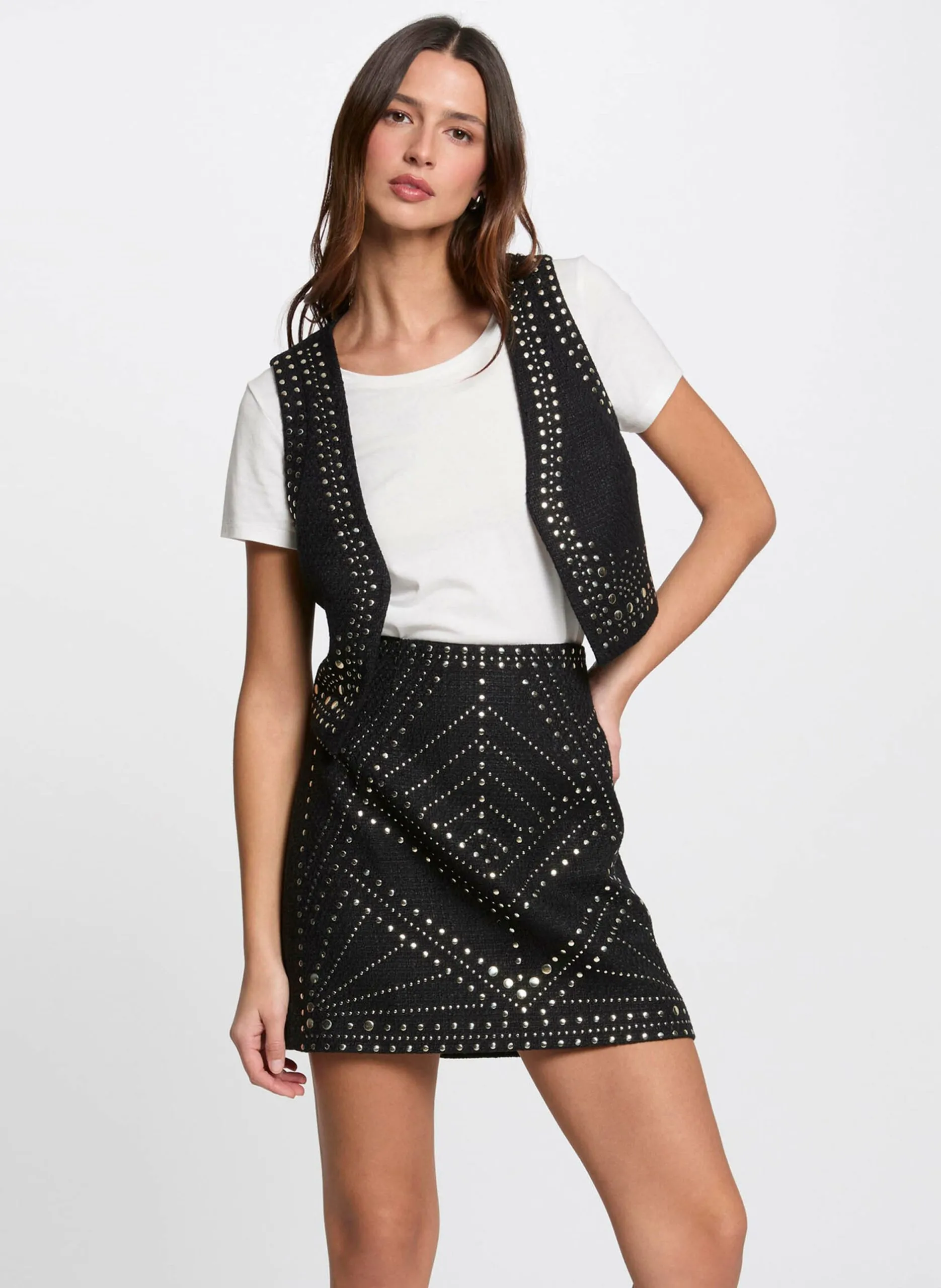 Gilet à clous Marron 251-CSTUD