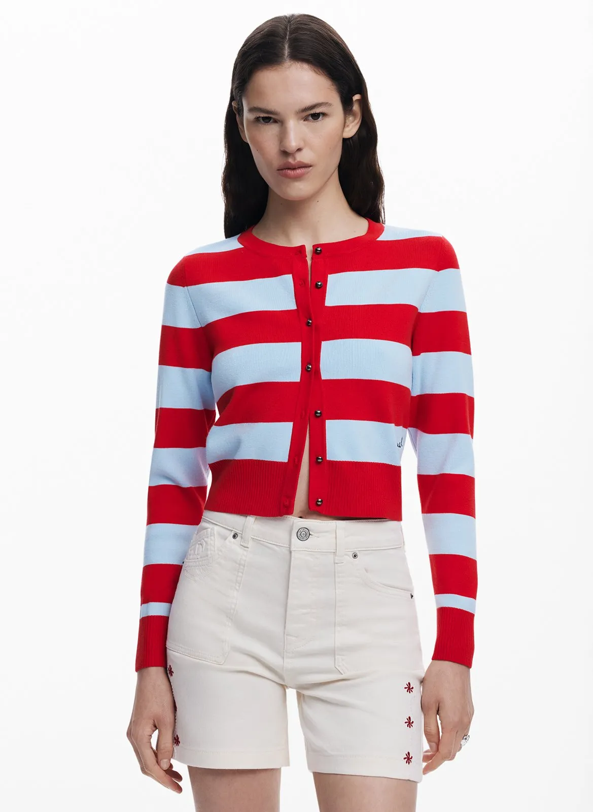 Short droit en coton mélangé Multicolore