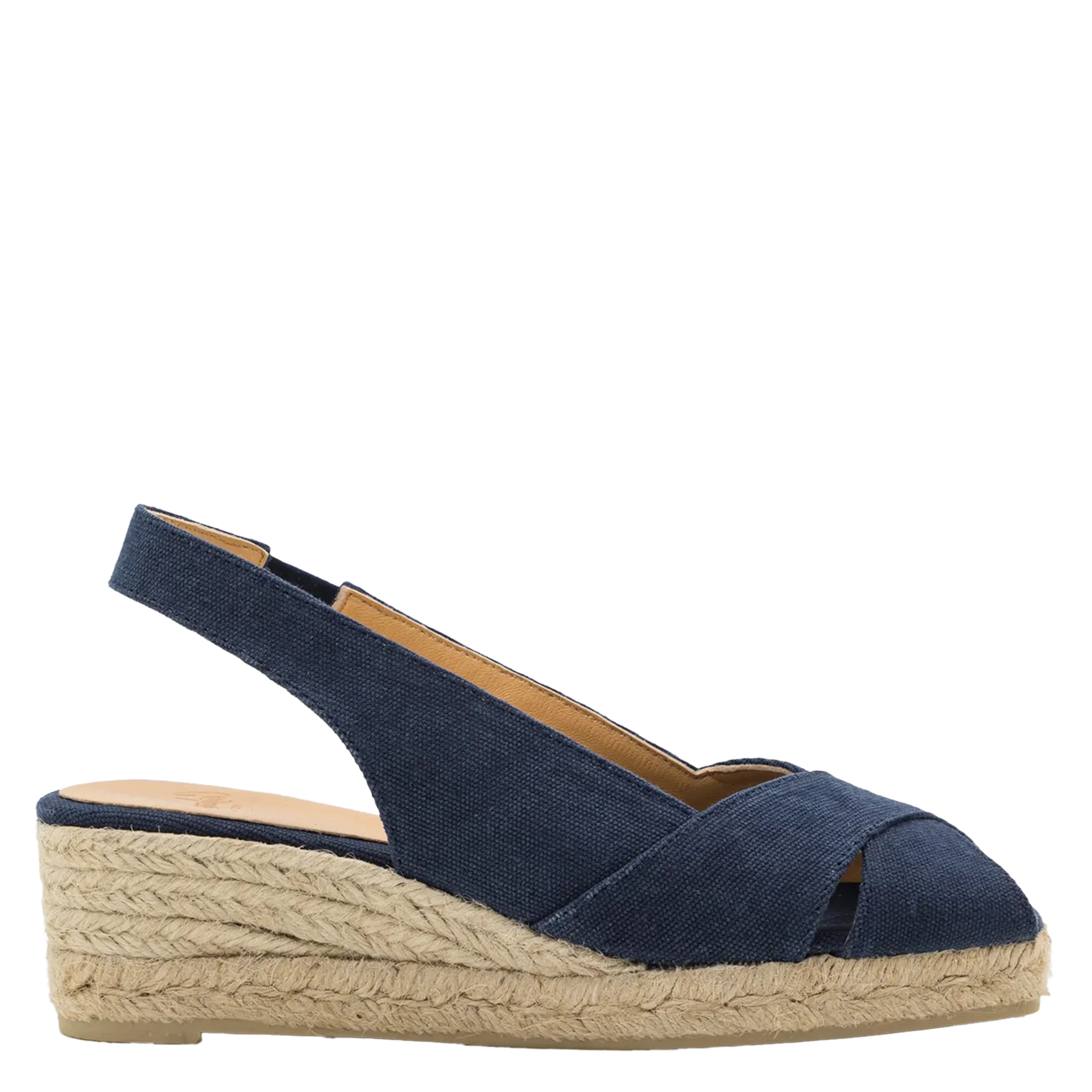 Espadrilles à talon en coton bio Bleu DIANA