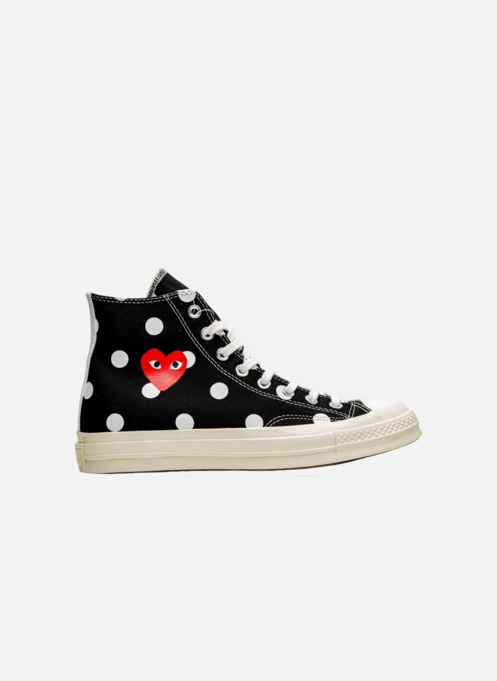 Converse comme des garçons play à pois noir haute Rouge
