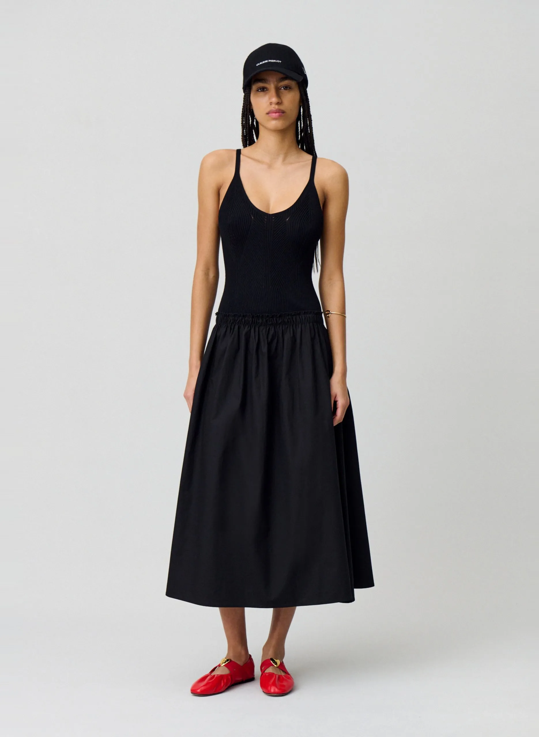 Robe longue évasée Noir