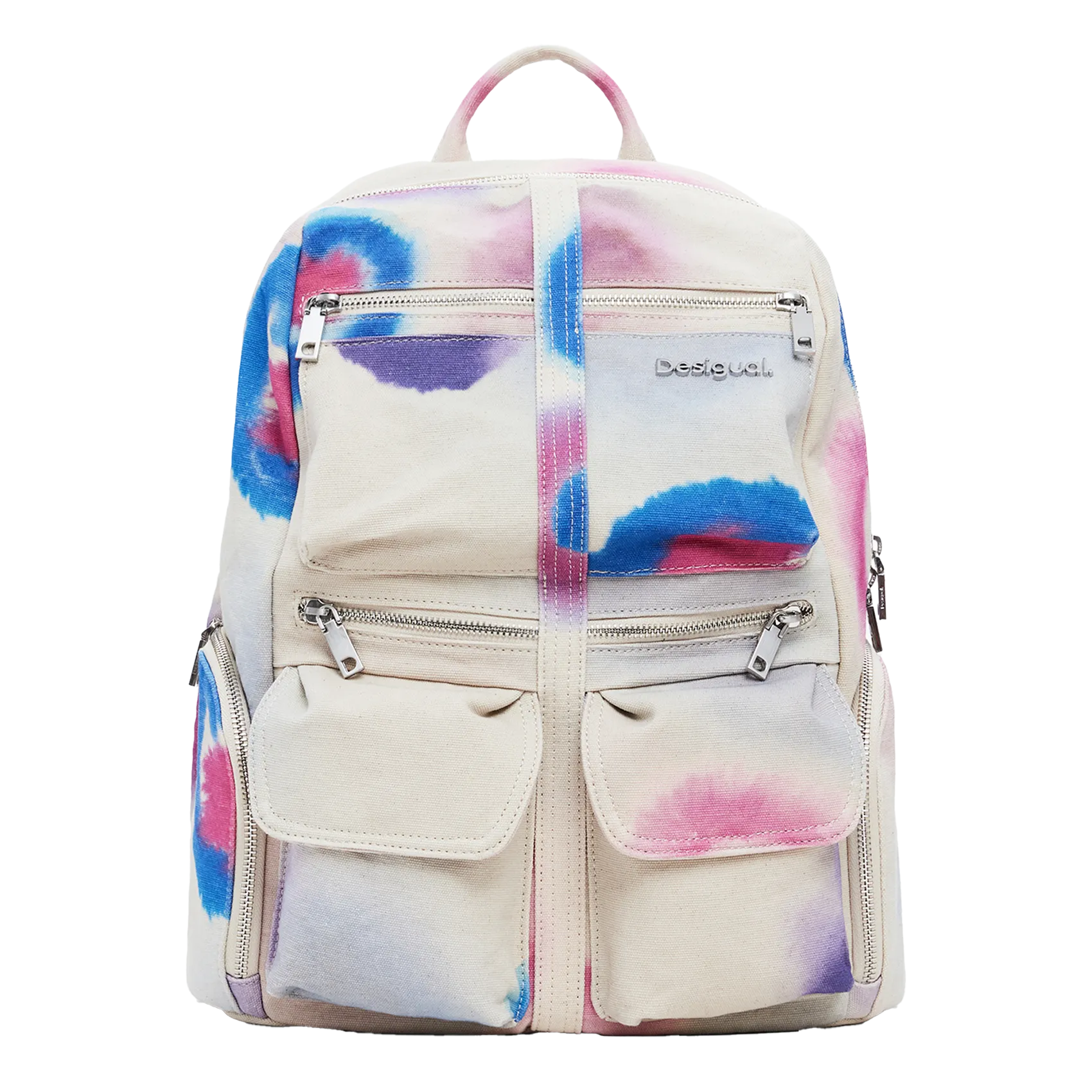 Sac à dos en coton imprimé Blanc