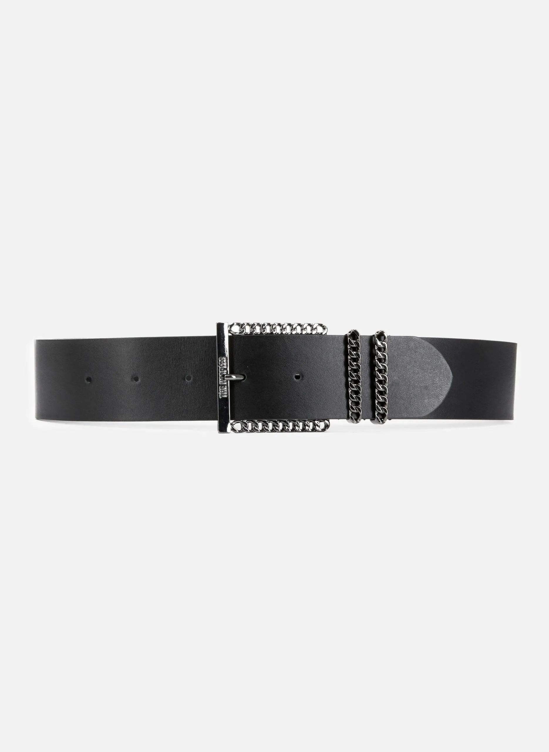 Ceinture en cuir avec boucle chaîne Noir