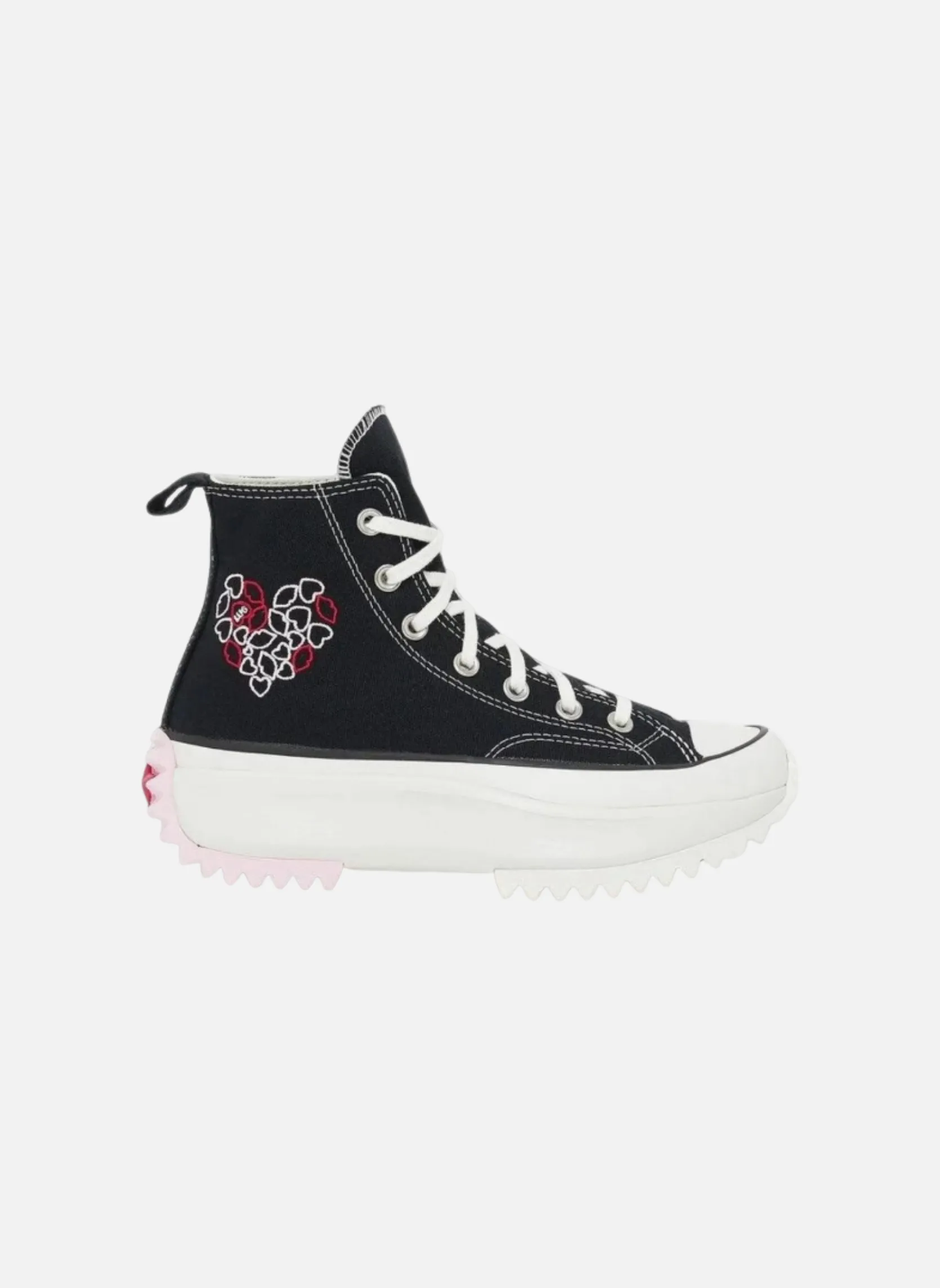 Converse run star hike Noir PLATFORM EMBROIDERED HEARTS