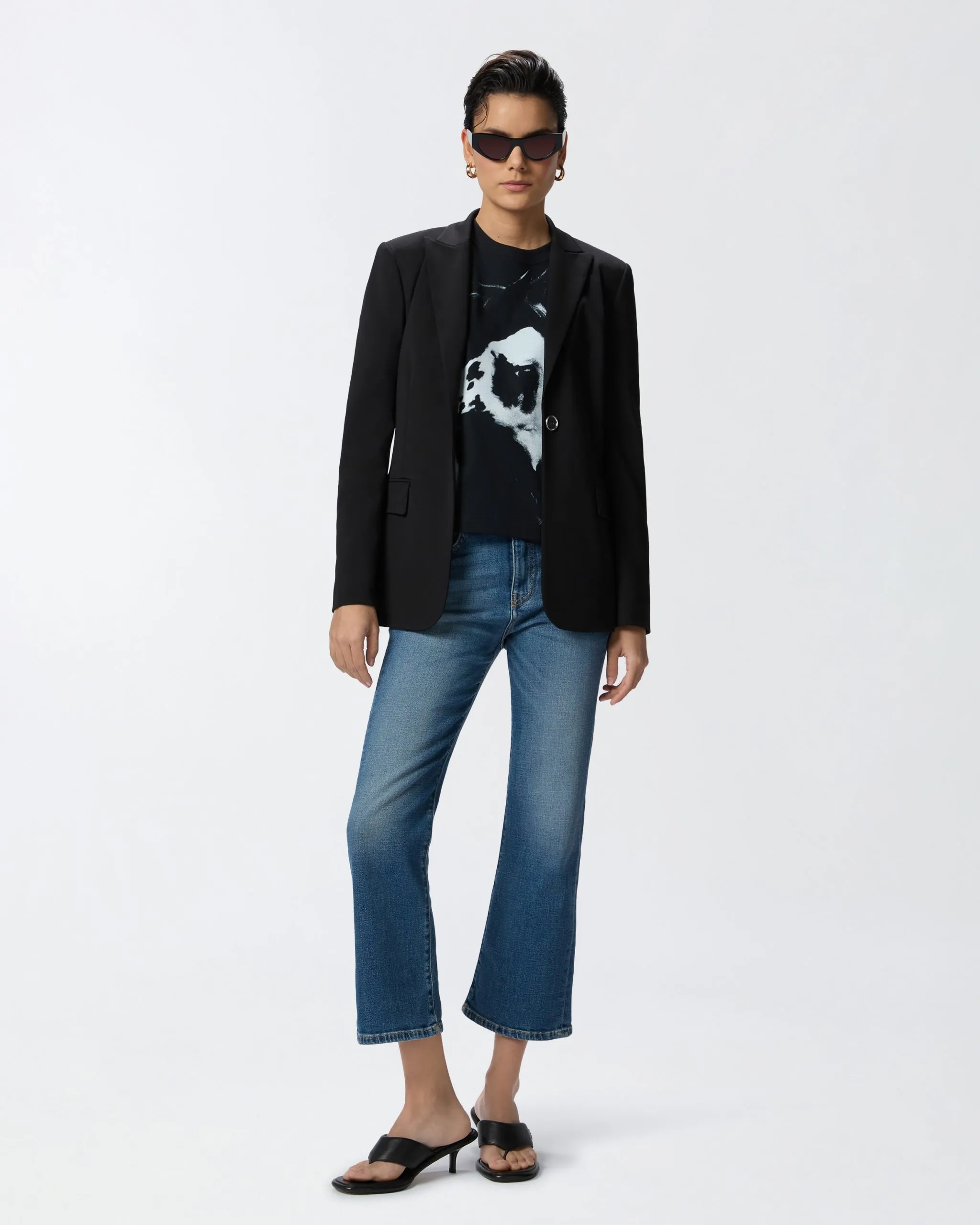 Jean bootcut à délavage moyen Bleu