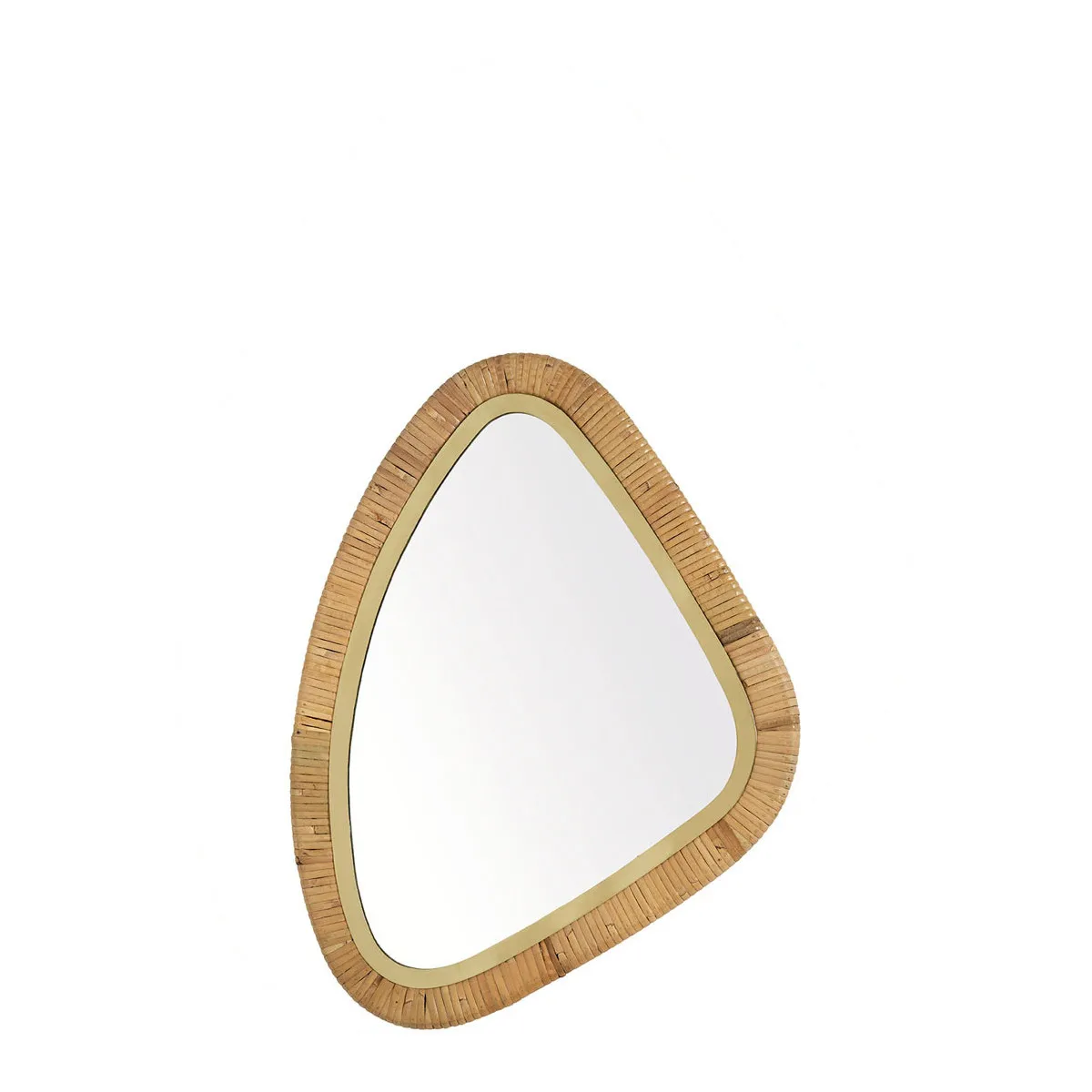 Miroir rotin et métal Beige
