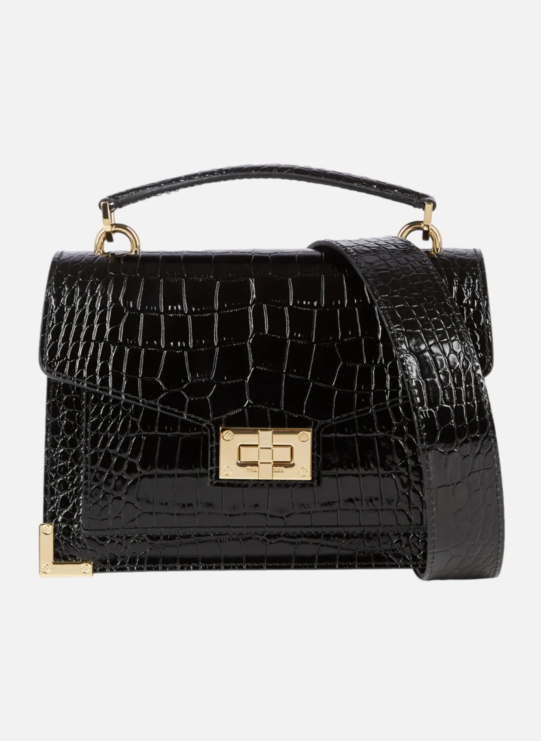 Sac emily small en cuir effet crocodile Noir