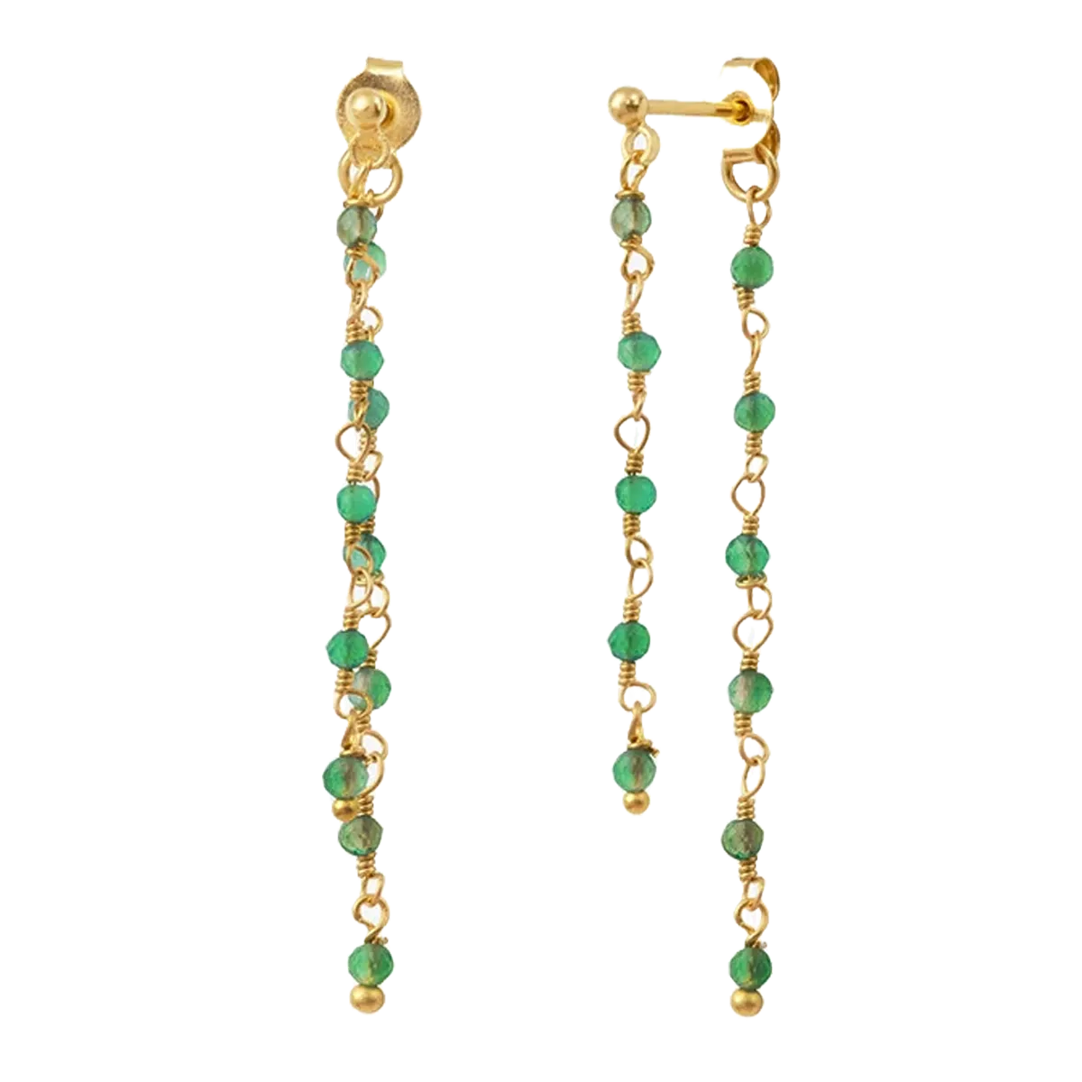 Boucles d'oreilles percées en laiton doré Vert ROXANE