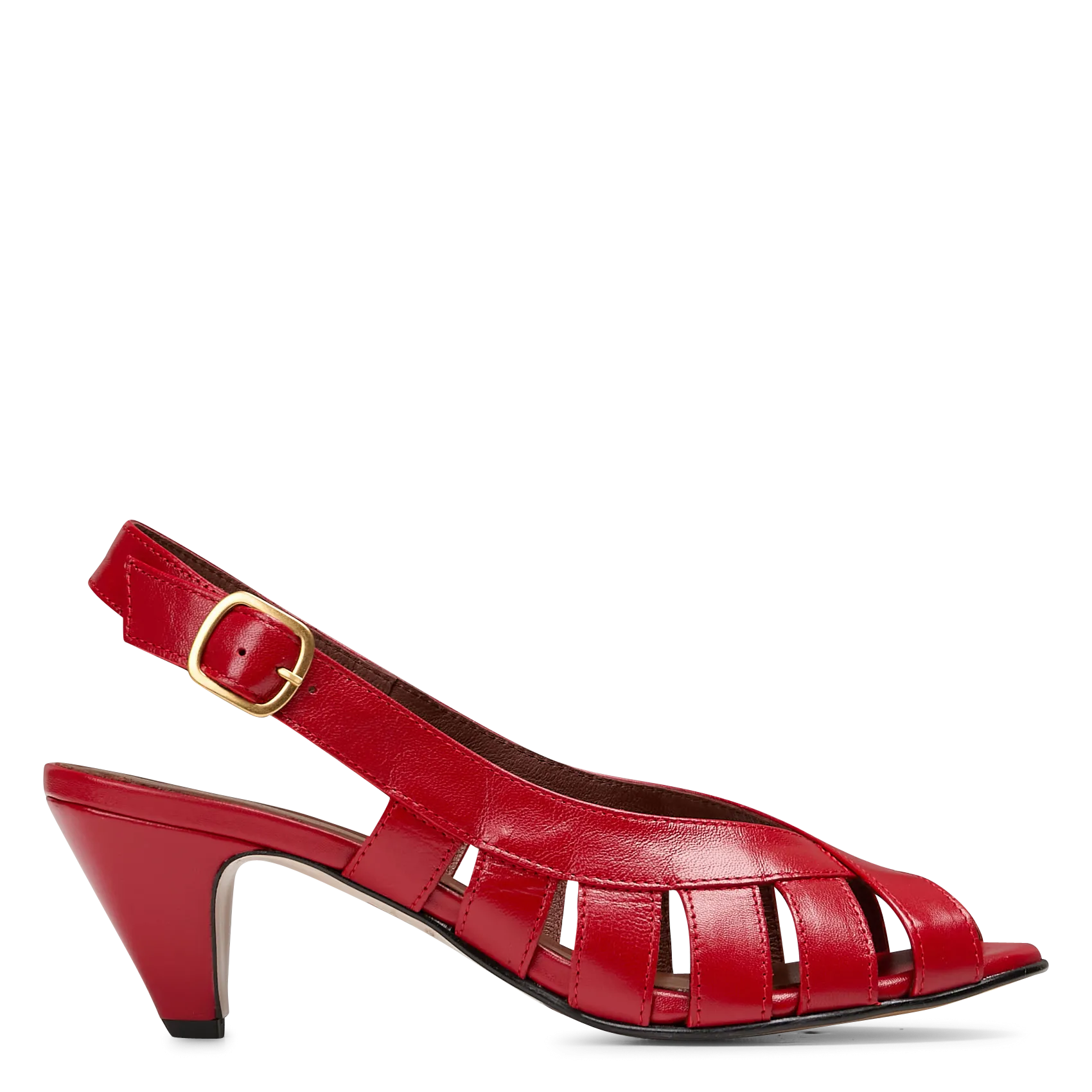 Sandales hautes à brides en cuir Rouge SOPHIE 50