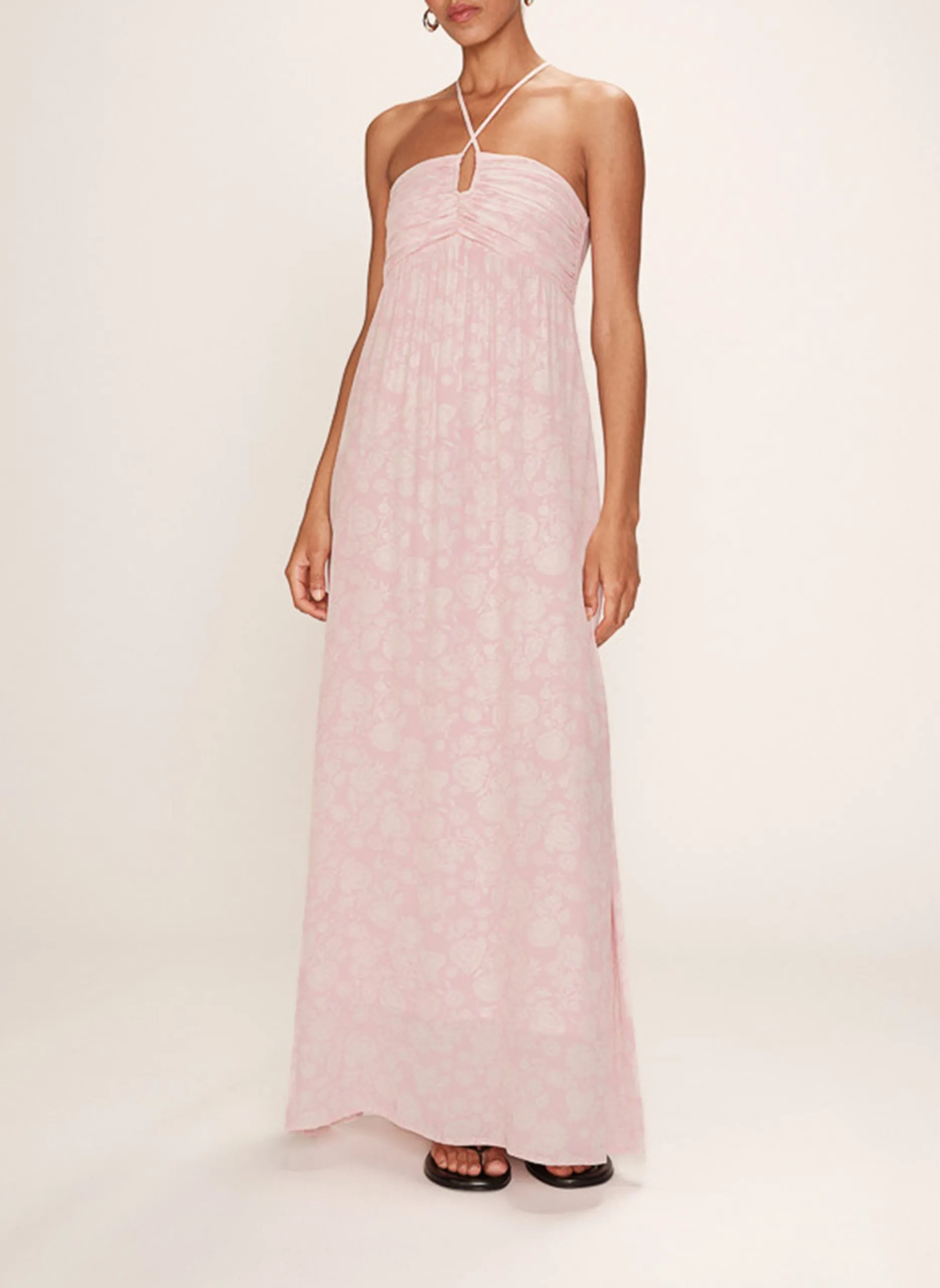 Robe longue imprimée Rose REINE