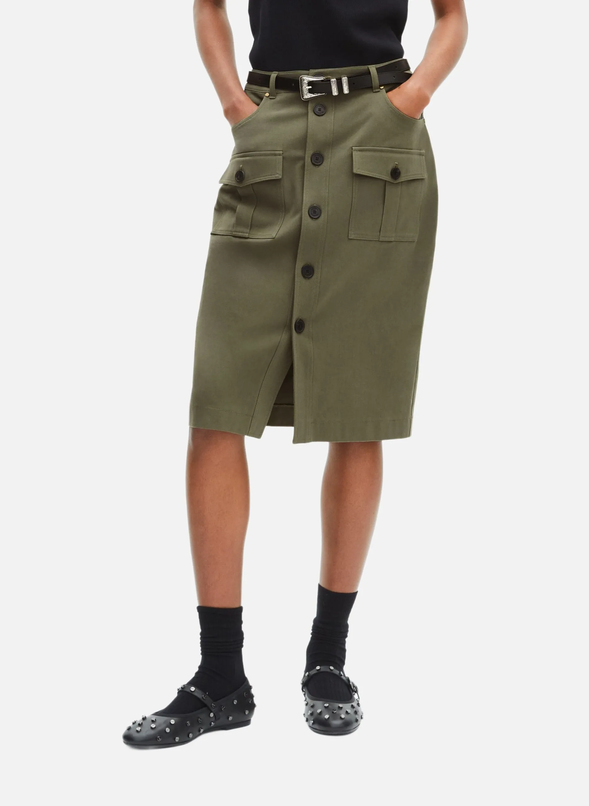 Jupe cargo midi Vert