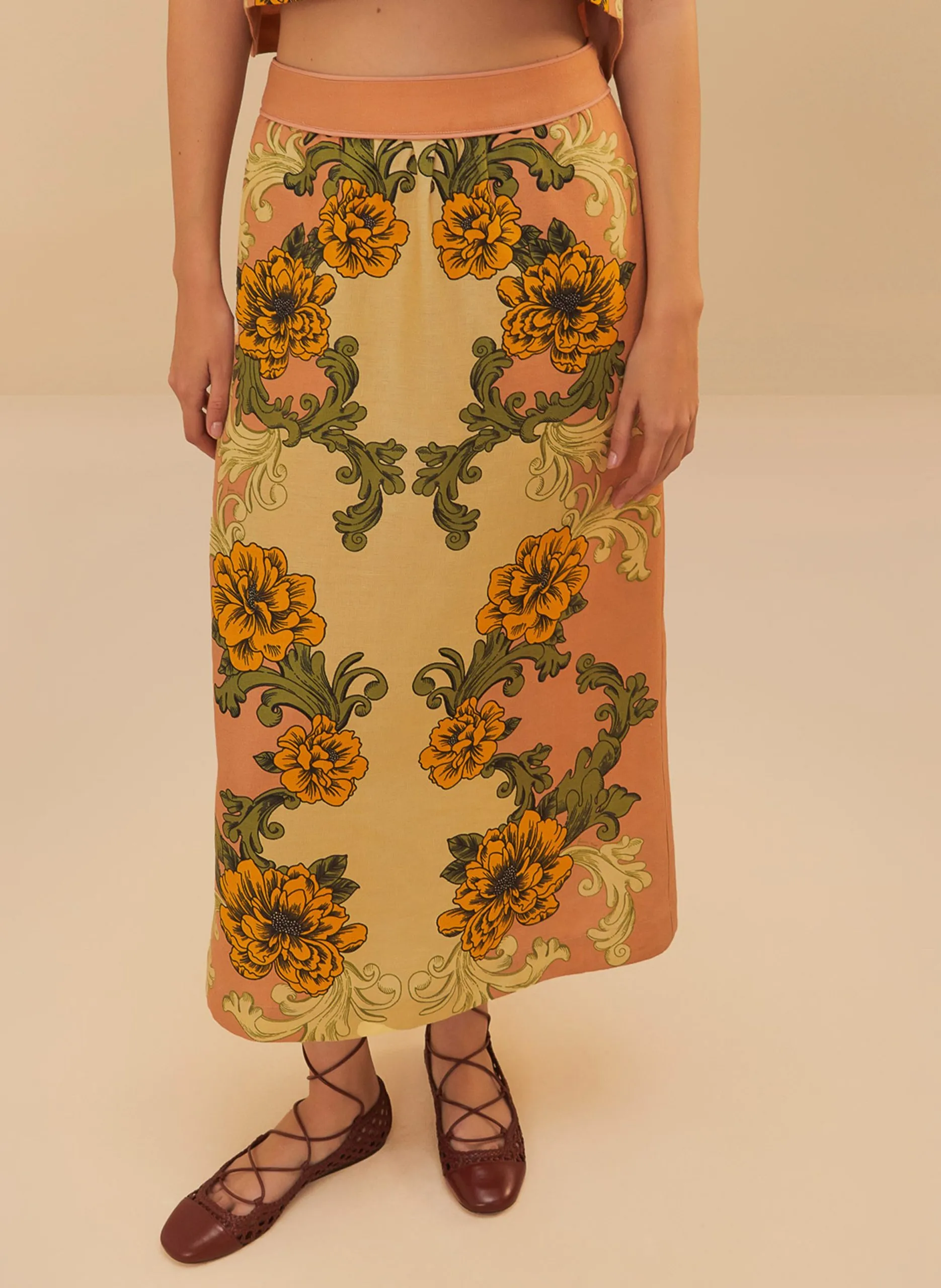 Jupe midi à imprimé floral Multicolore