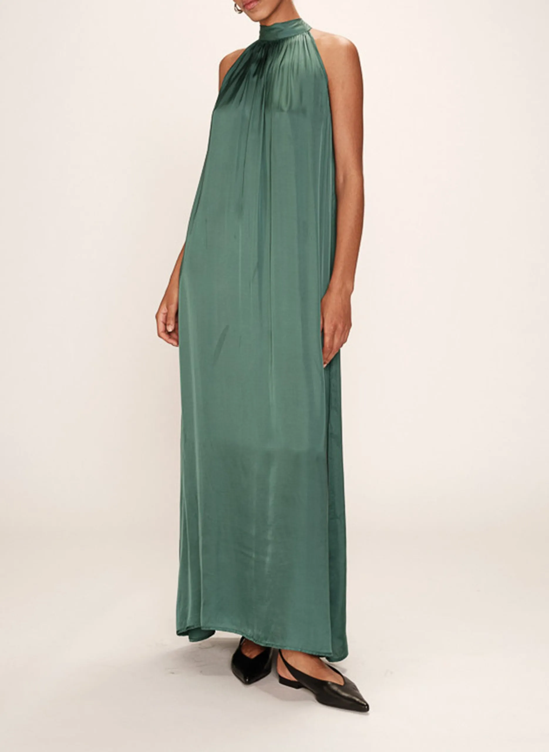 Robe longue col montant Bleu ROSE