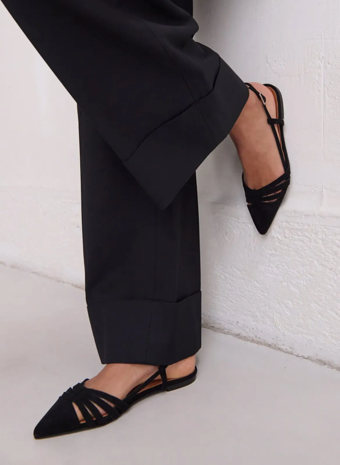 Ballerines slingback en cuir Noir DELICATESSE