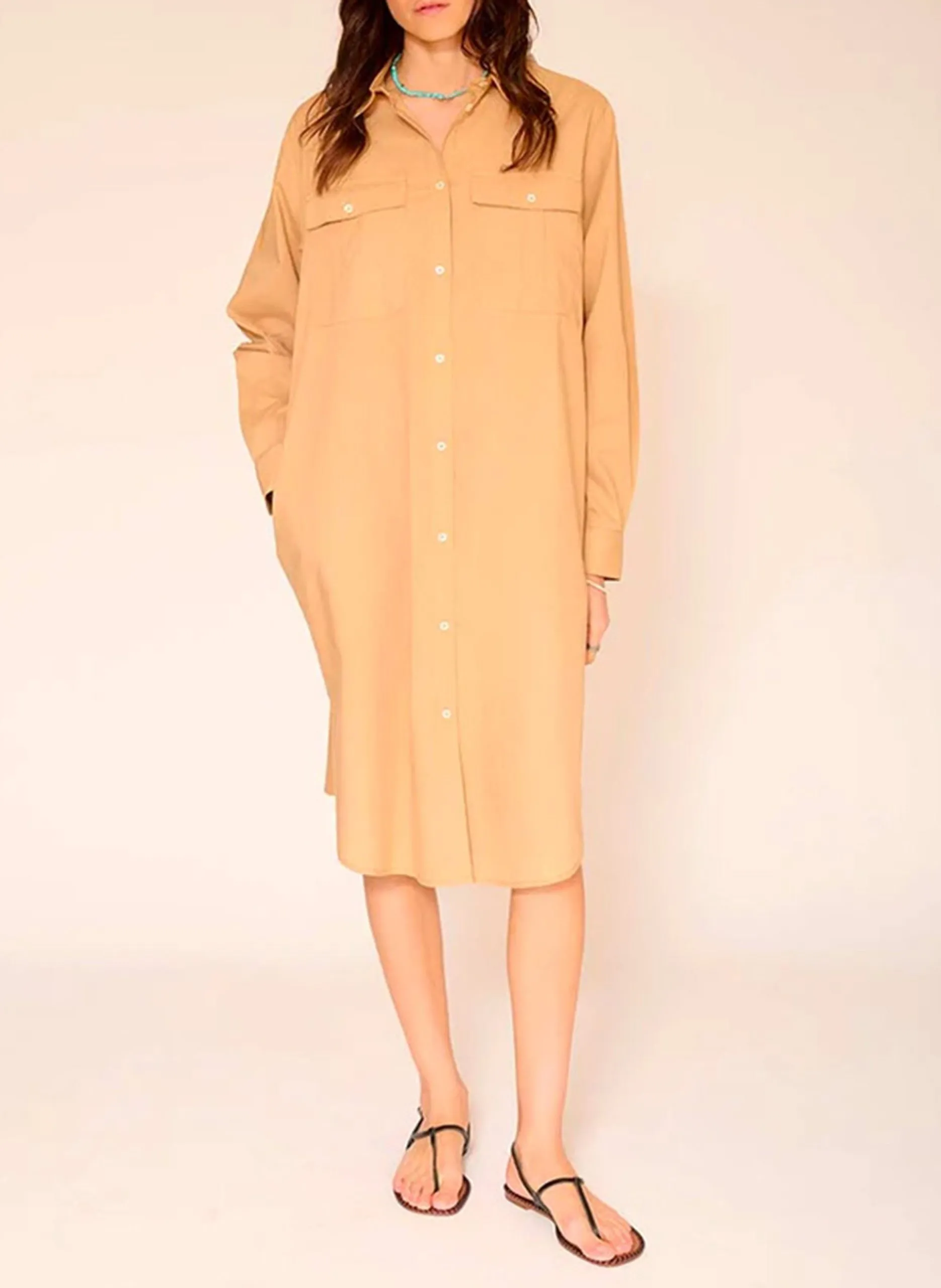 Robe midi en coton Beige RAQUEL