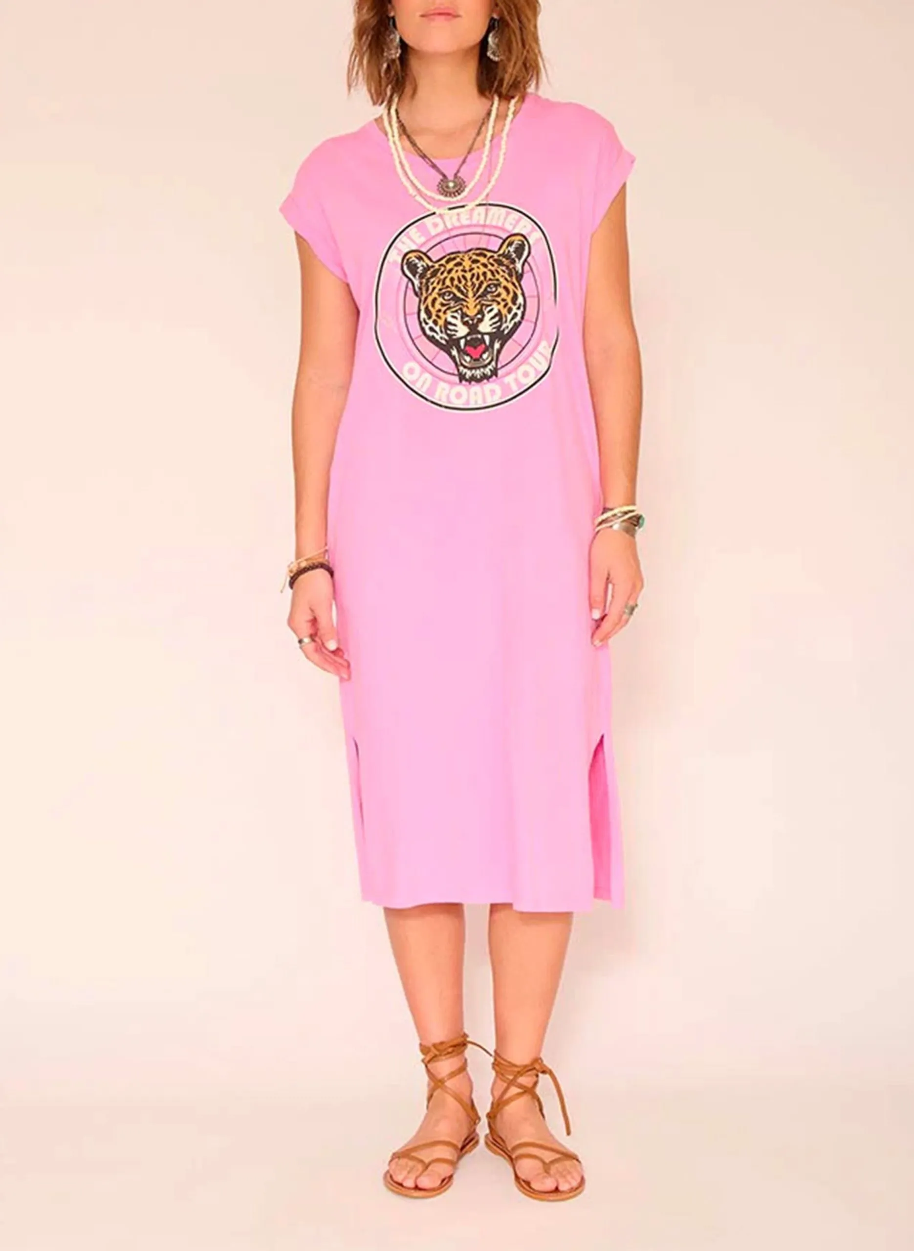 Robe longue ample en coton Rose RENOSO