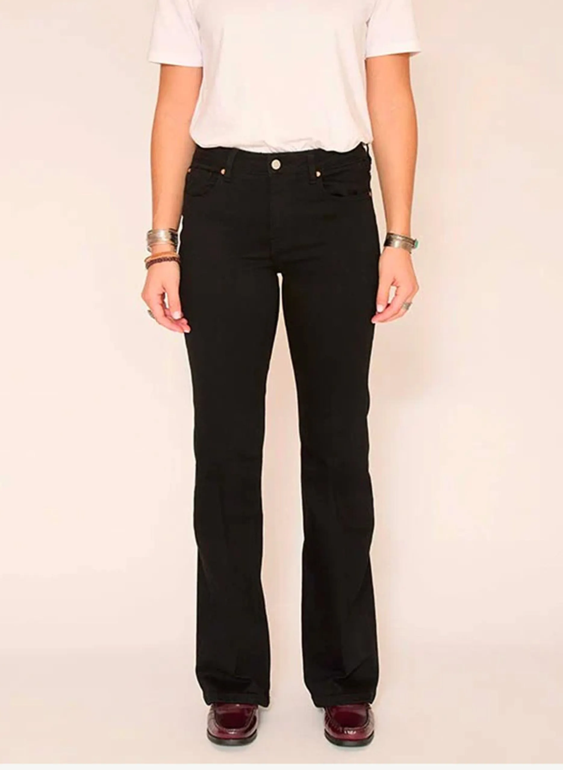 Jean flare en coton mélangé Noir THE HARLEY POWER