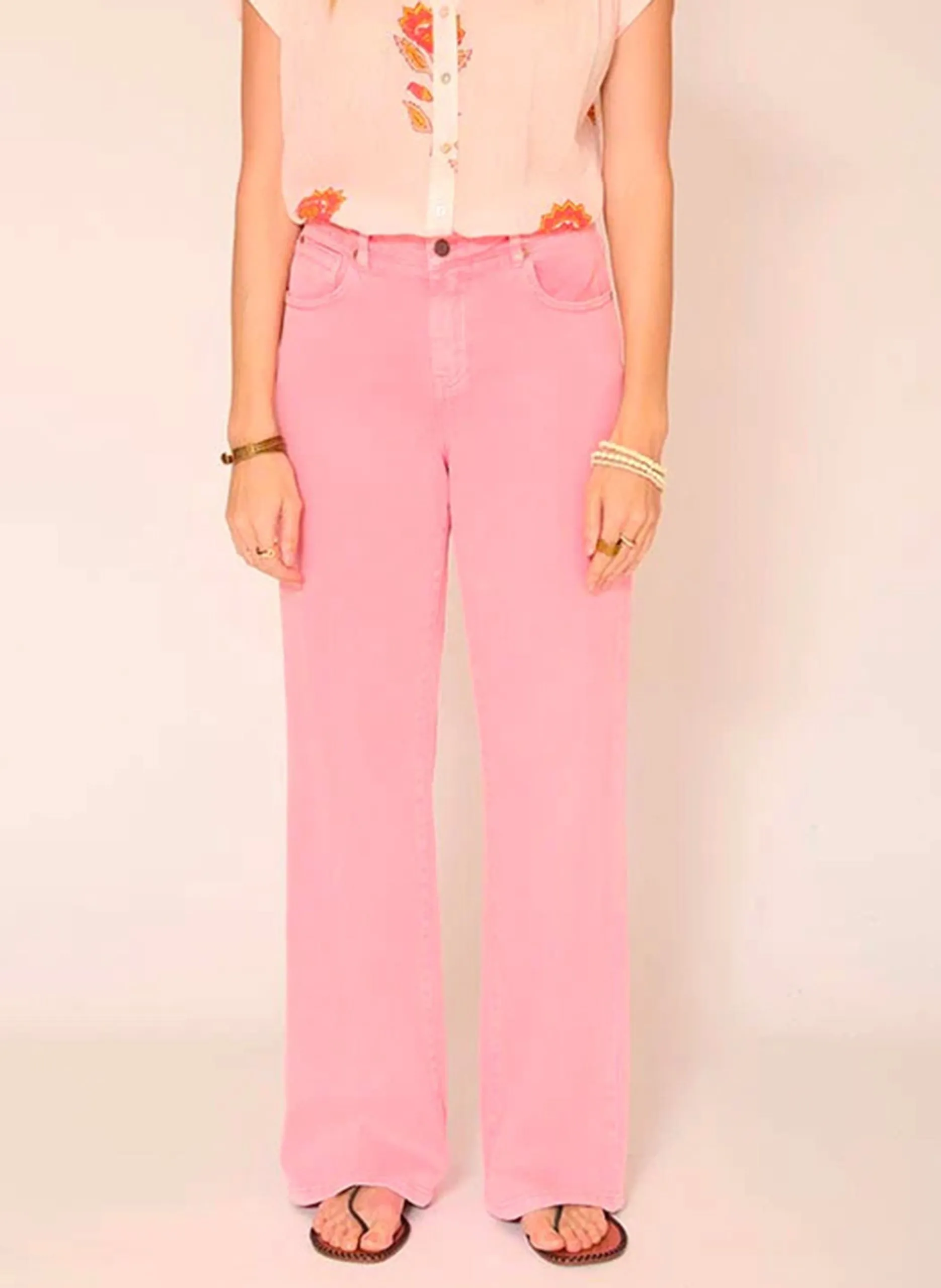 Jean large en coton mélangé Rose THE JAGGER PACIFIC DRILL