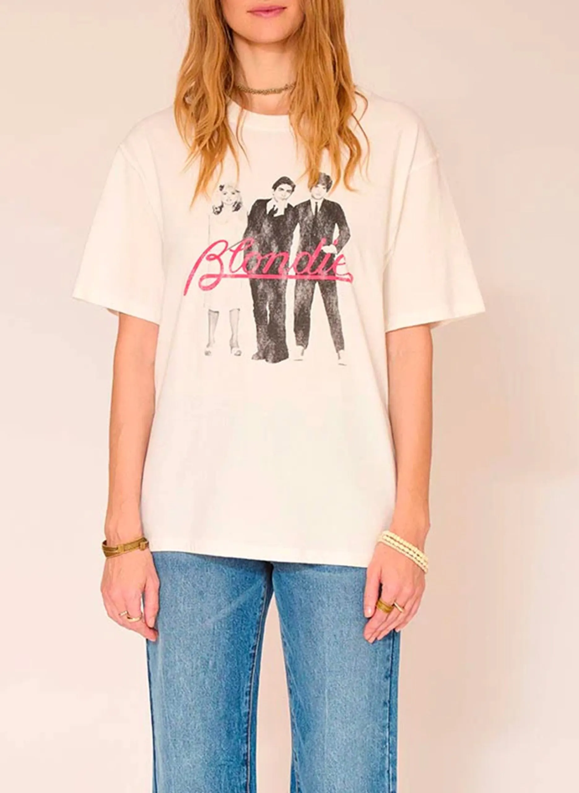 Tee-shirt col rond en coton Blanc TIERNA BLONDIE
