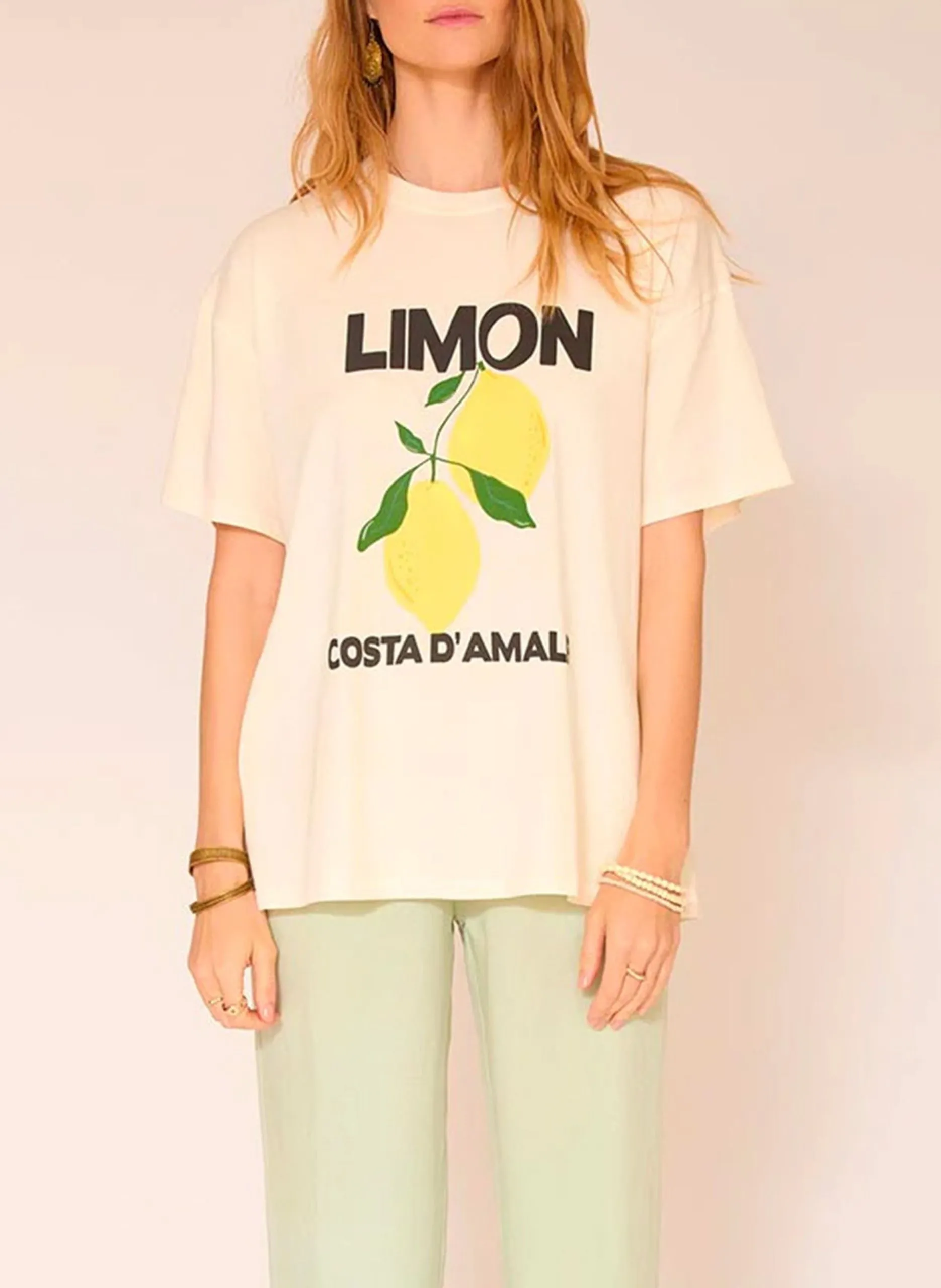 Tee-shirt col rond en coton Beige TITRUS