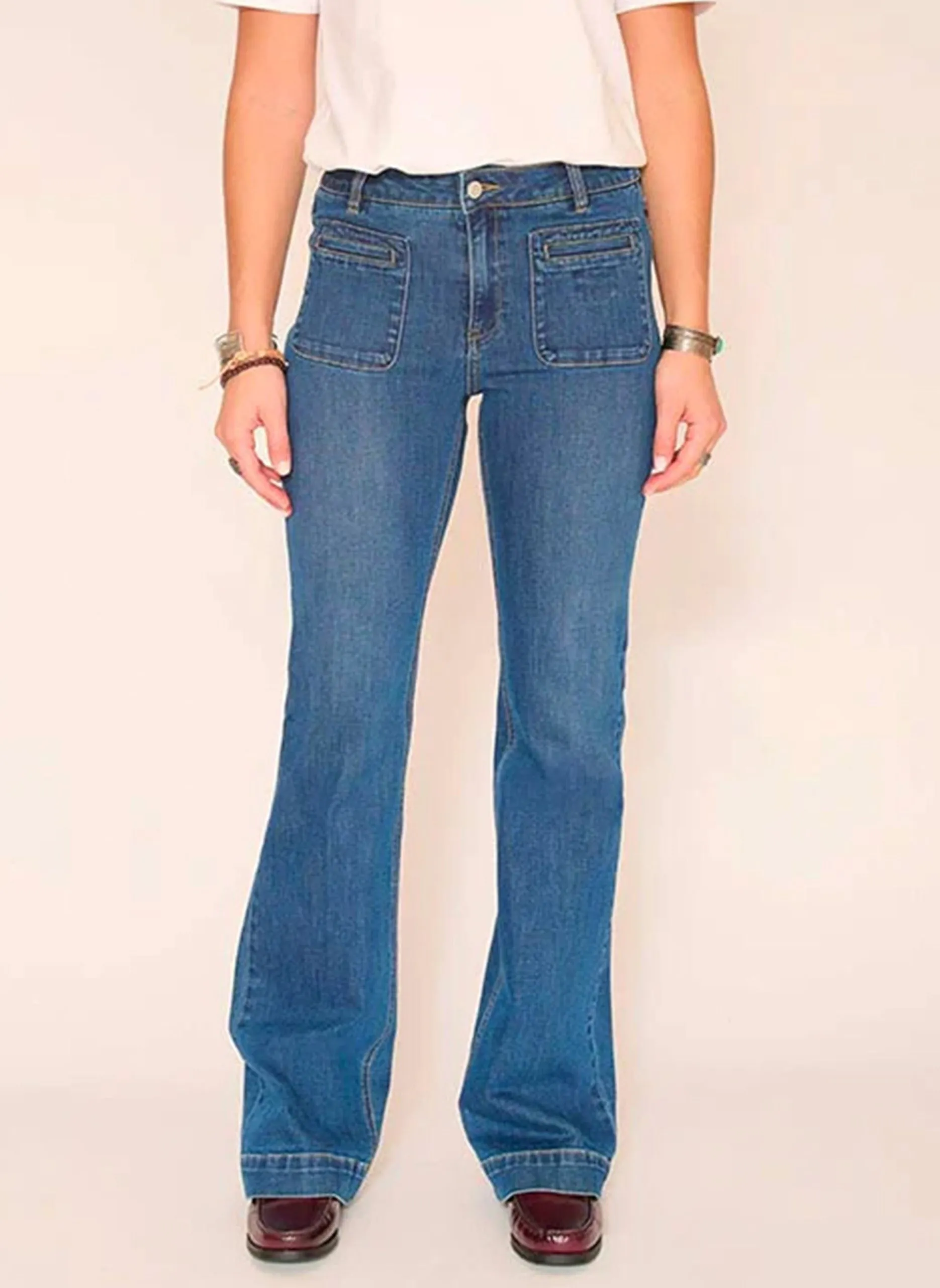 Jean flare en coton mélangé Bleu THE DIANA WILSON