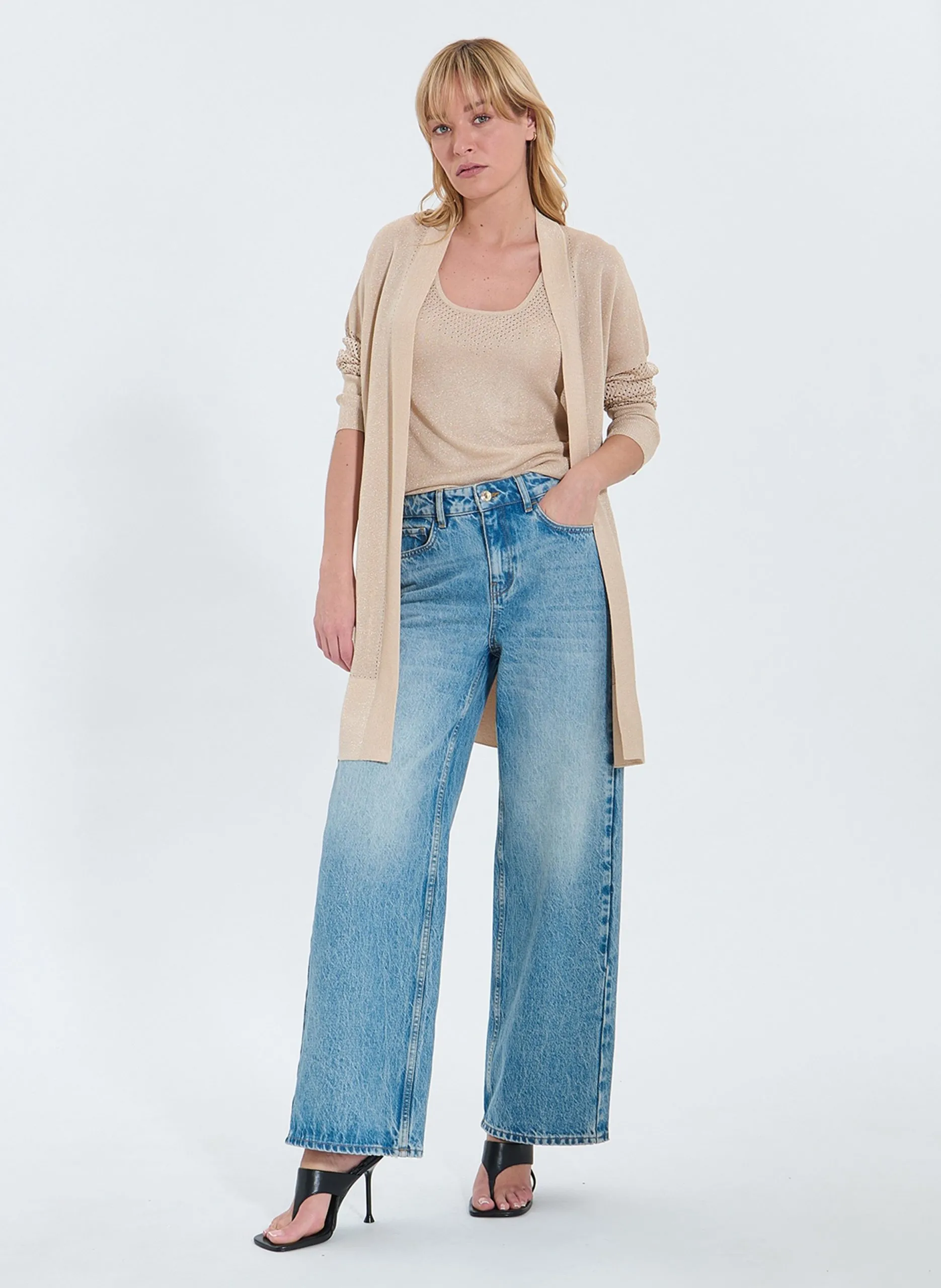 Gilet droit en maille Doré GEANE