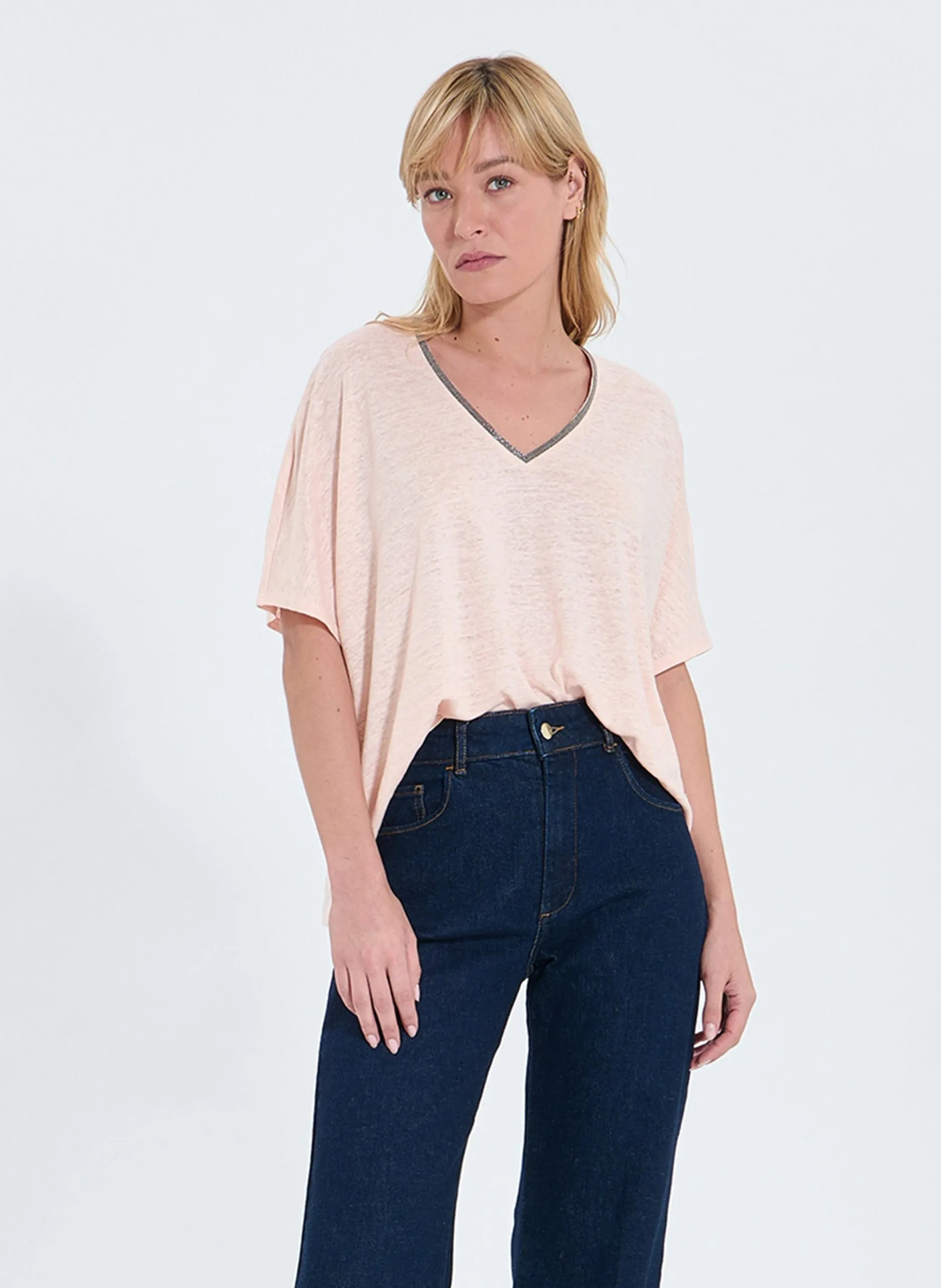 Tee-shirt oversize en lin Rose TIMMY