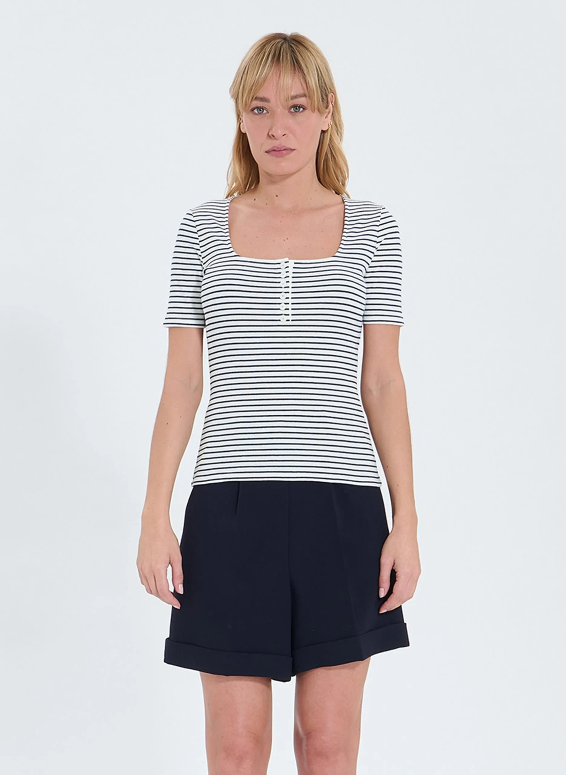 Top ajusté en maille Blanc TOYAN