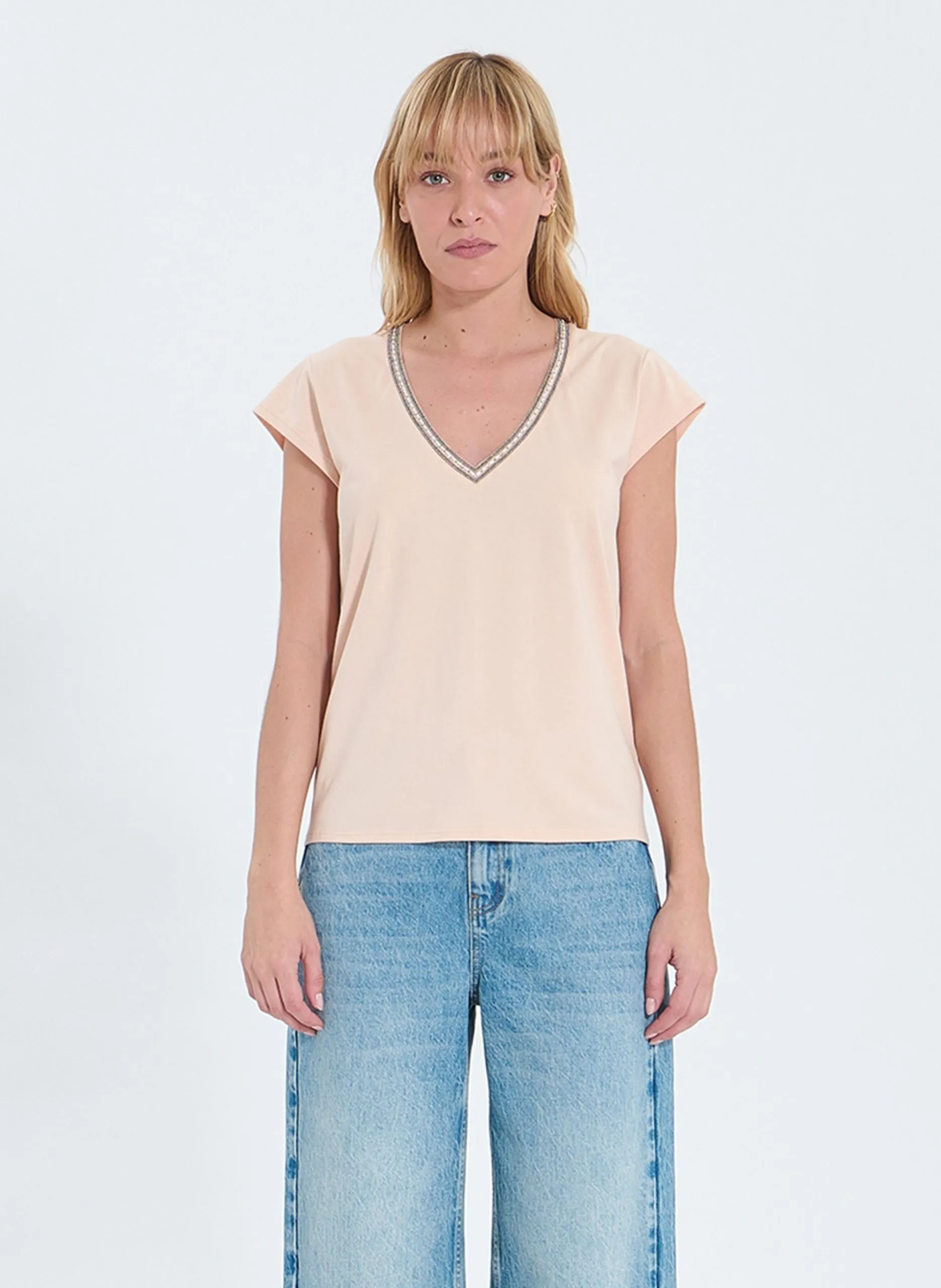 Top cintré en coton Rose TULIPE