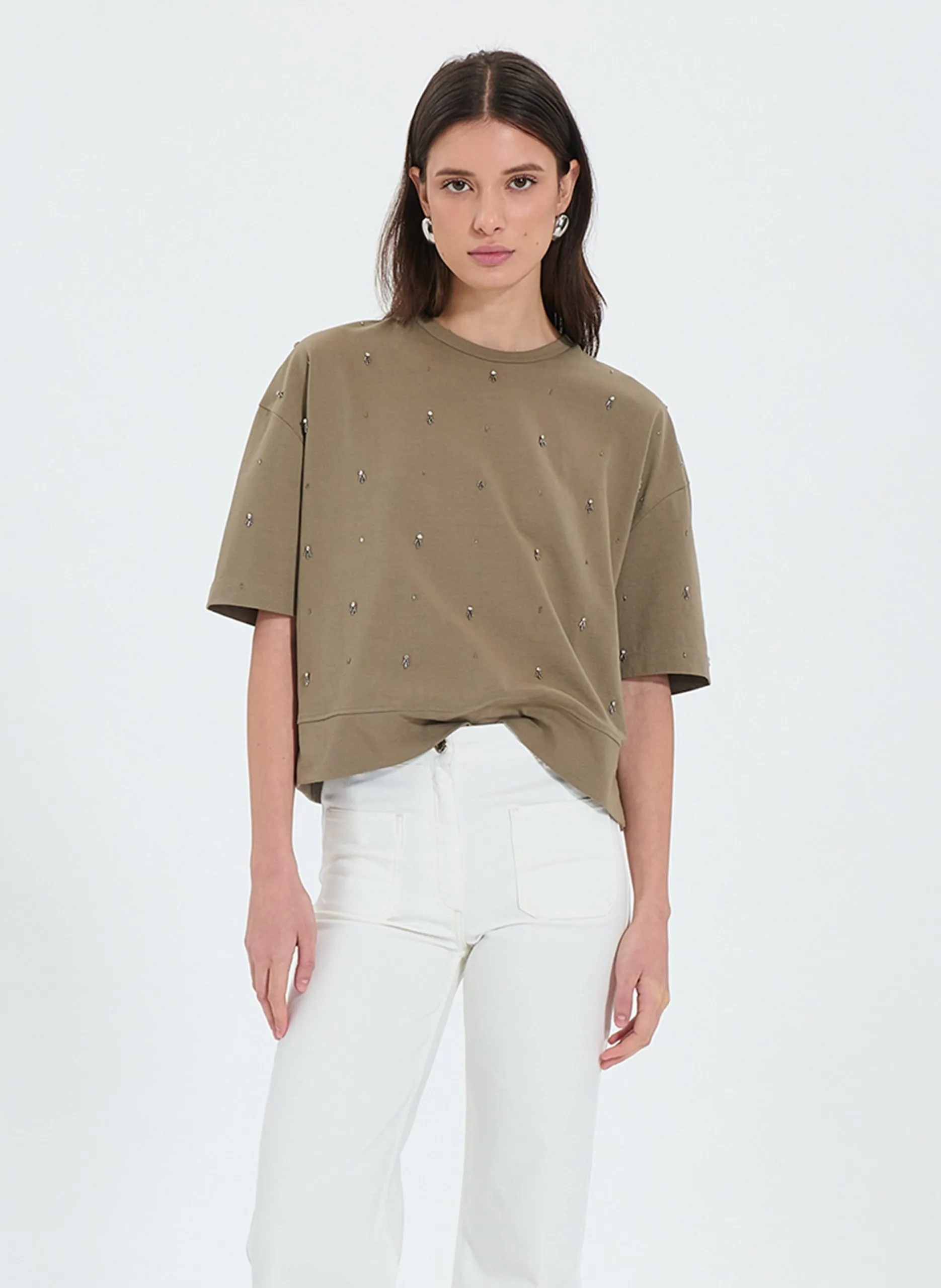 Tee-shirt oversize en coton Kaki TOTORA