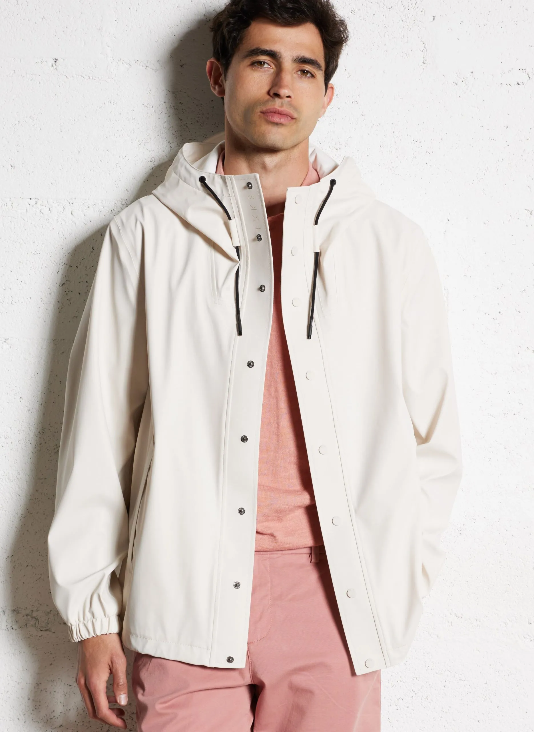 Imperméable col montant Blanc