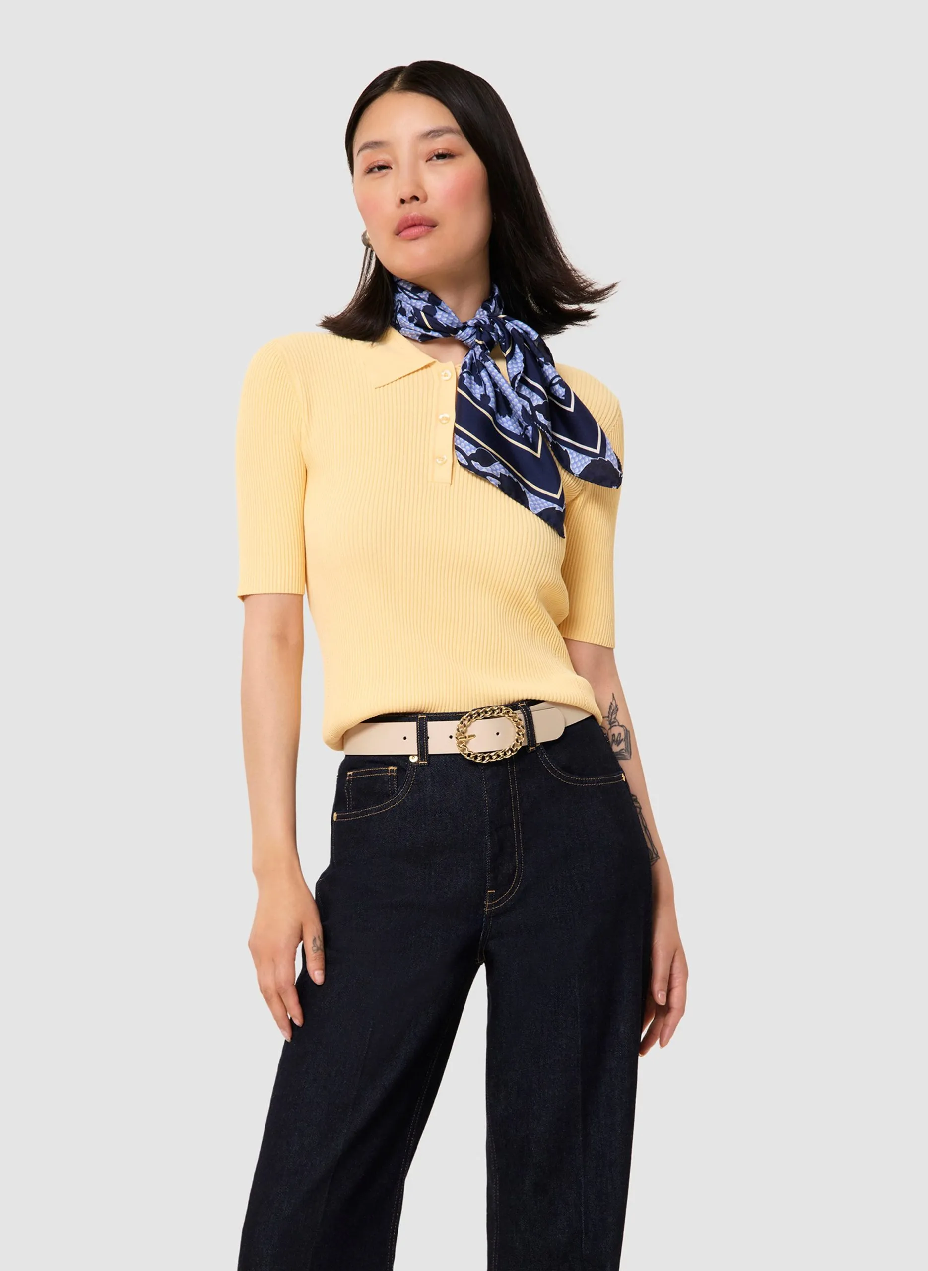 Polo droit en maille Jaune PALOMA