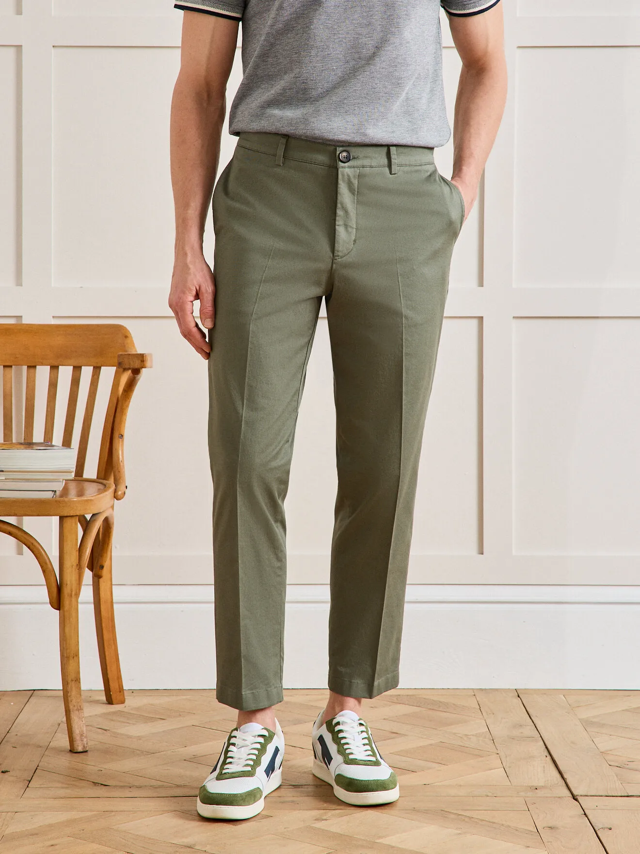 Pantalon chino 7/8ème Vert
