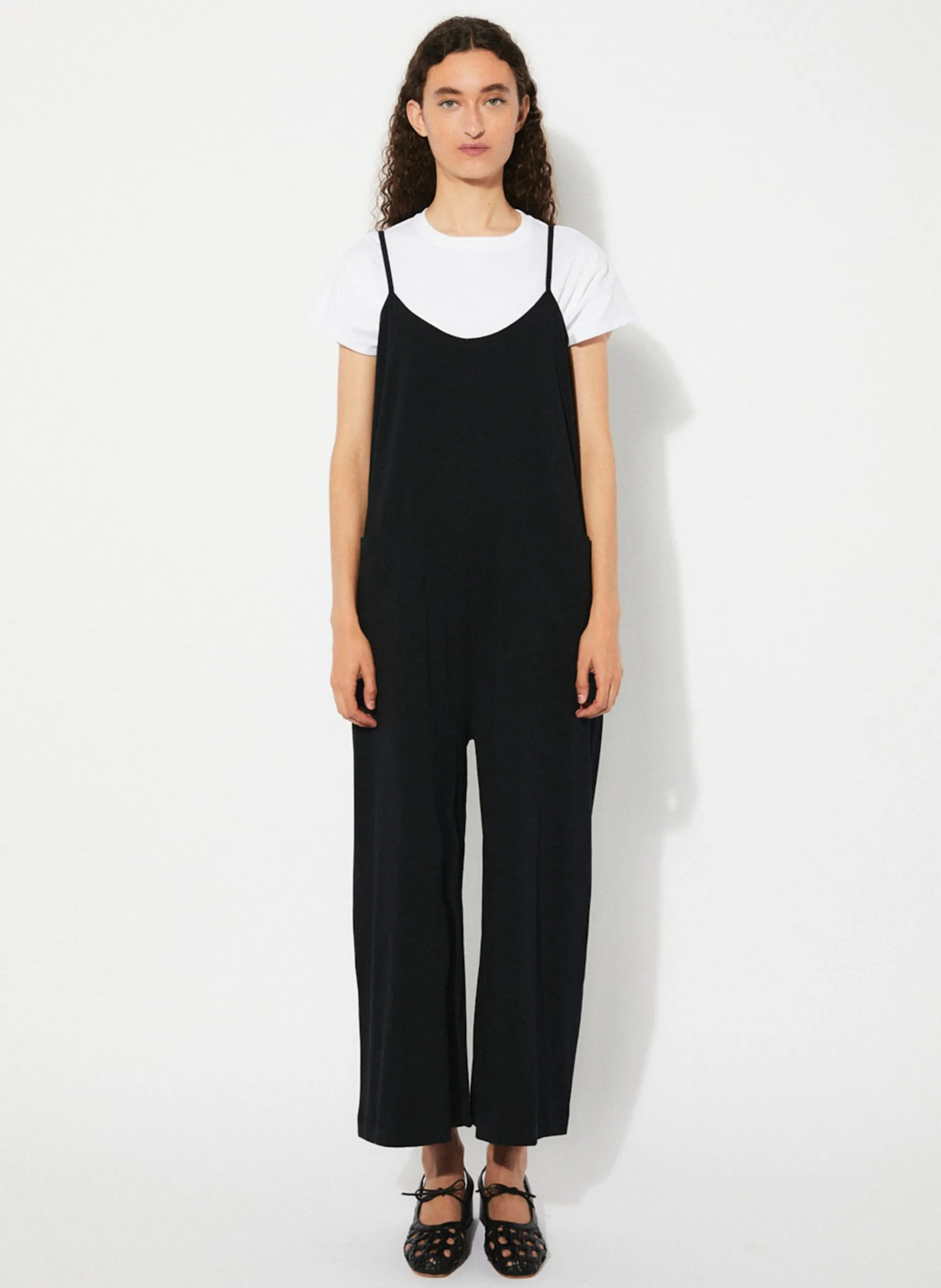 Combinaison droite en coton mélangé Noir LUISA