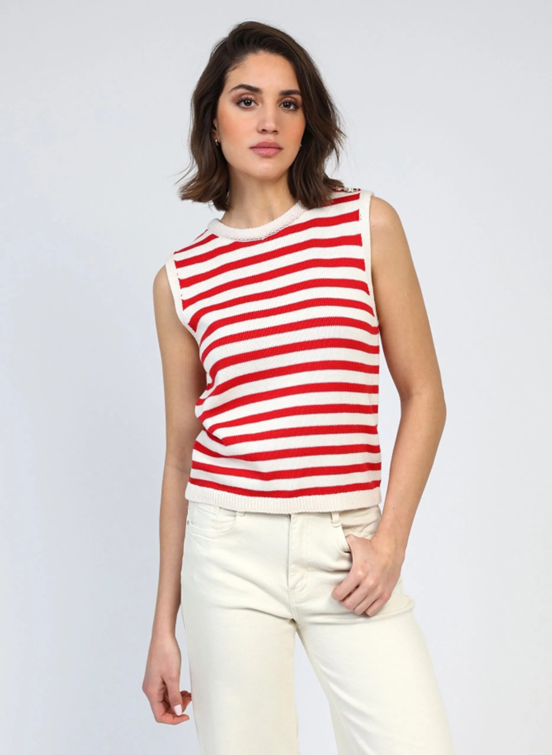 Débardeur droit rayé Rouge VANAMATA