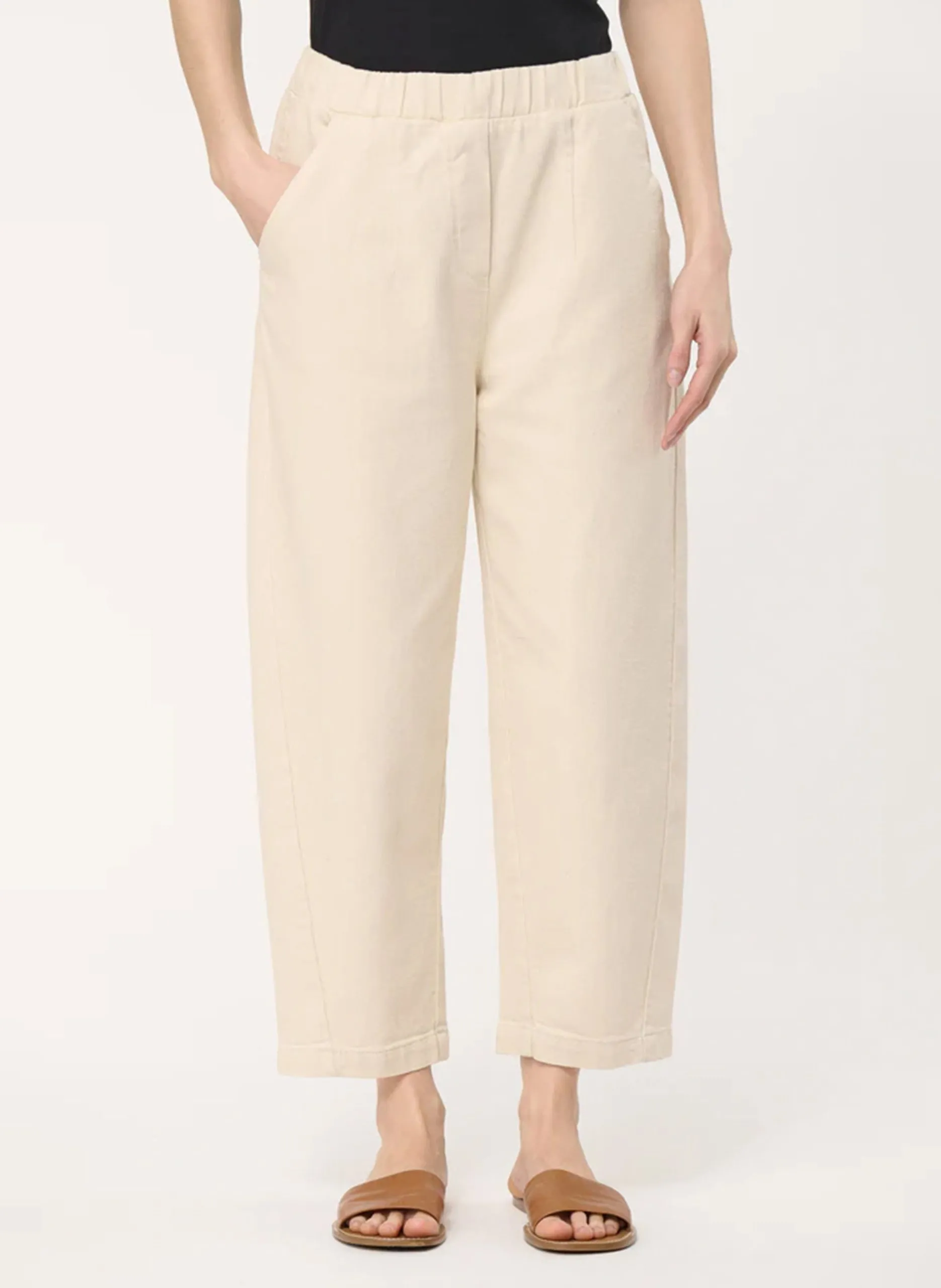 Pantalon 7/8ème taille haute élastiquée Blanc