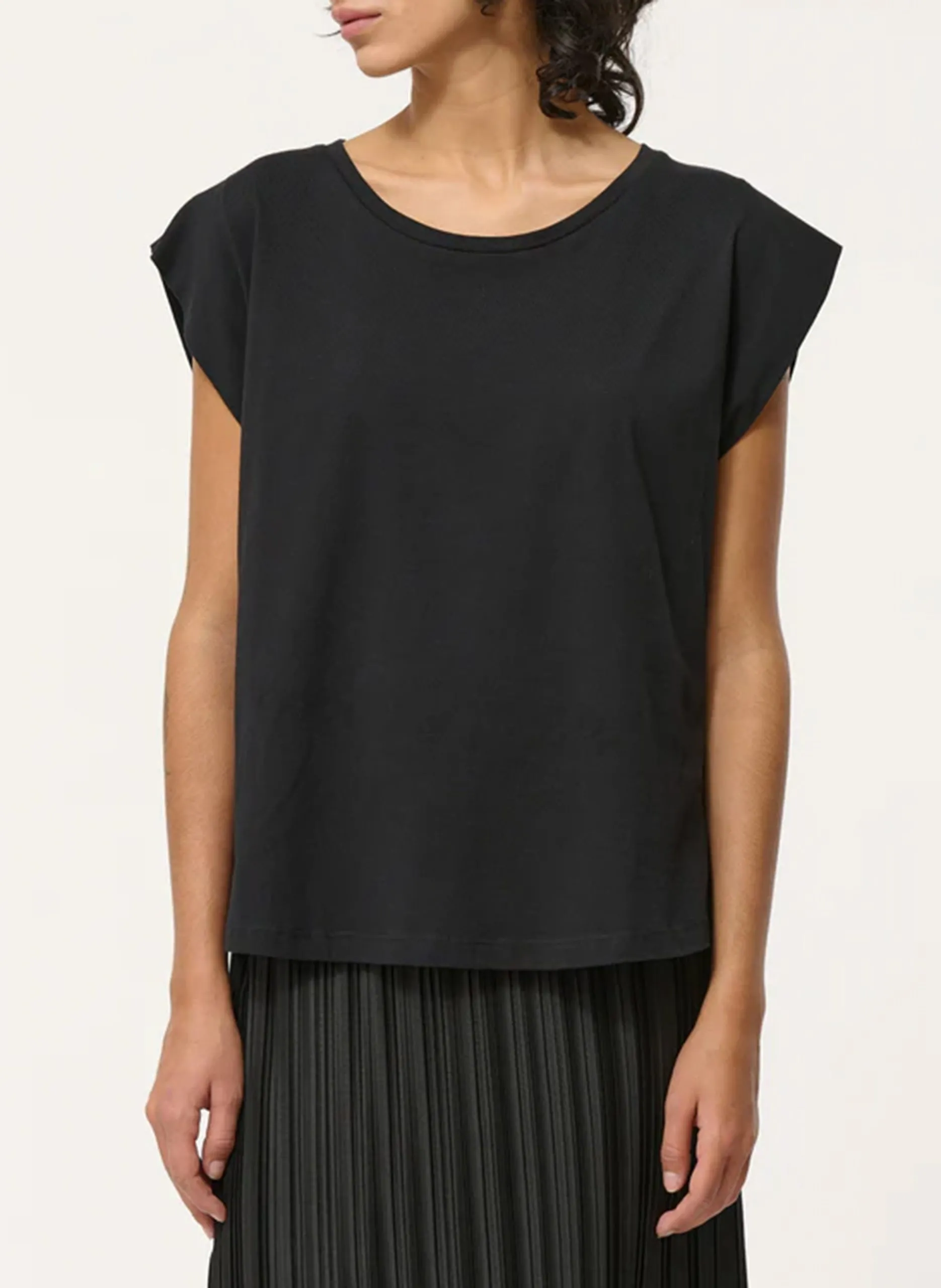 Tee-shirt ample col rond en coton Noir