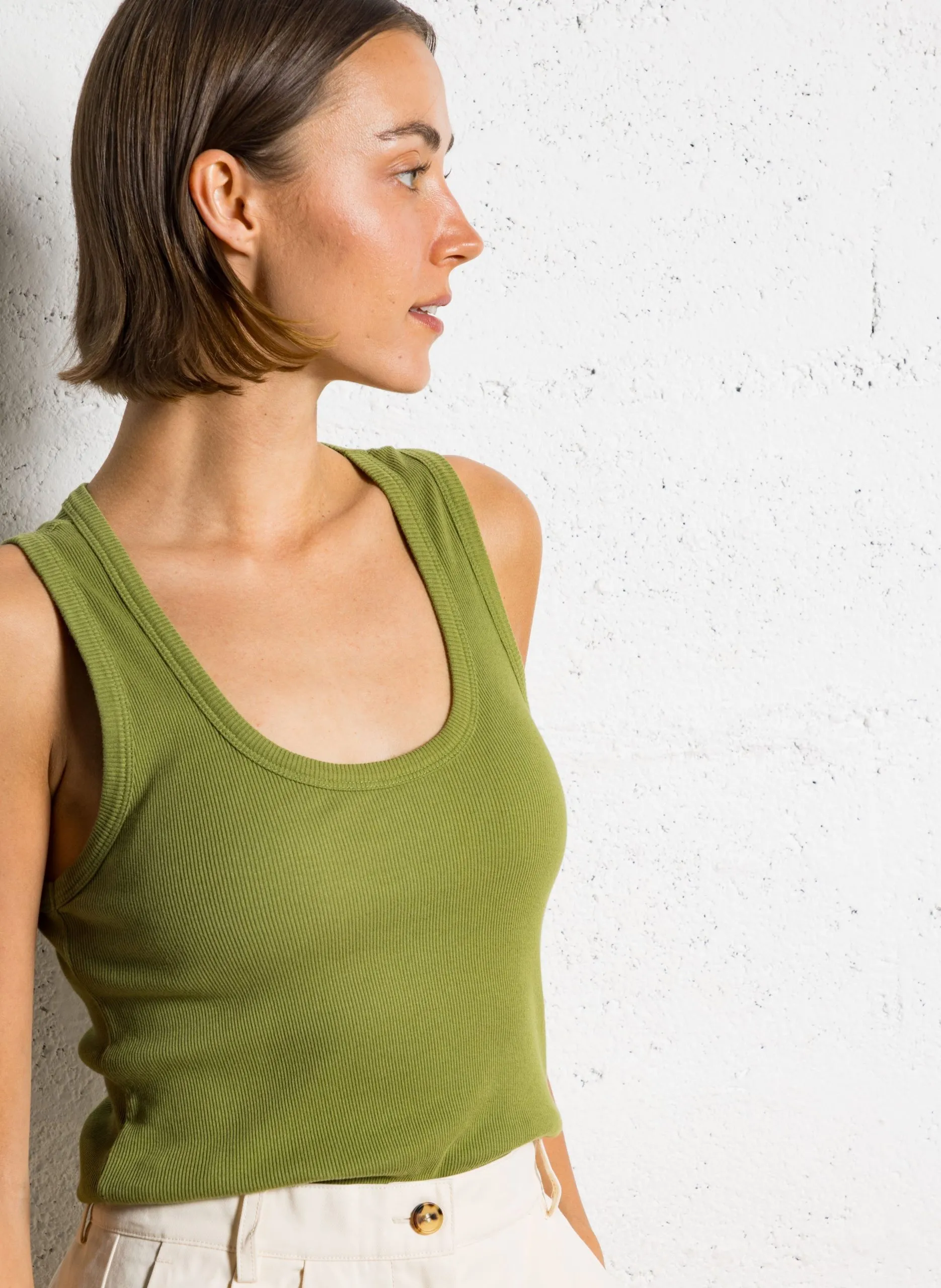 Débardeur col rond en coton Vert